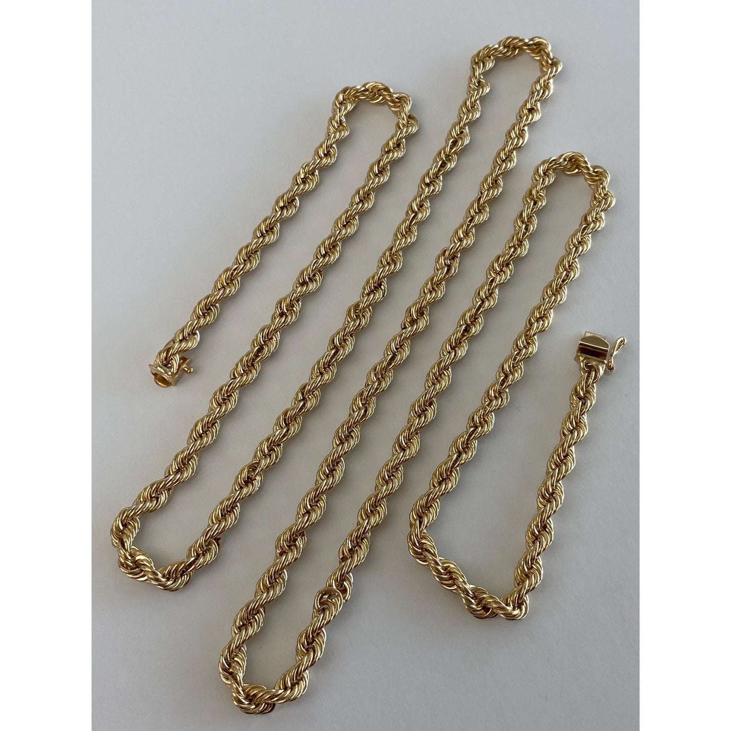 Vintage 14k Yellow Gold Chunky Rope Chain Necklace - 31.25 inches