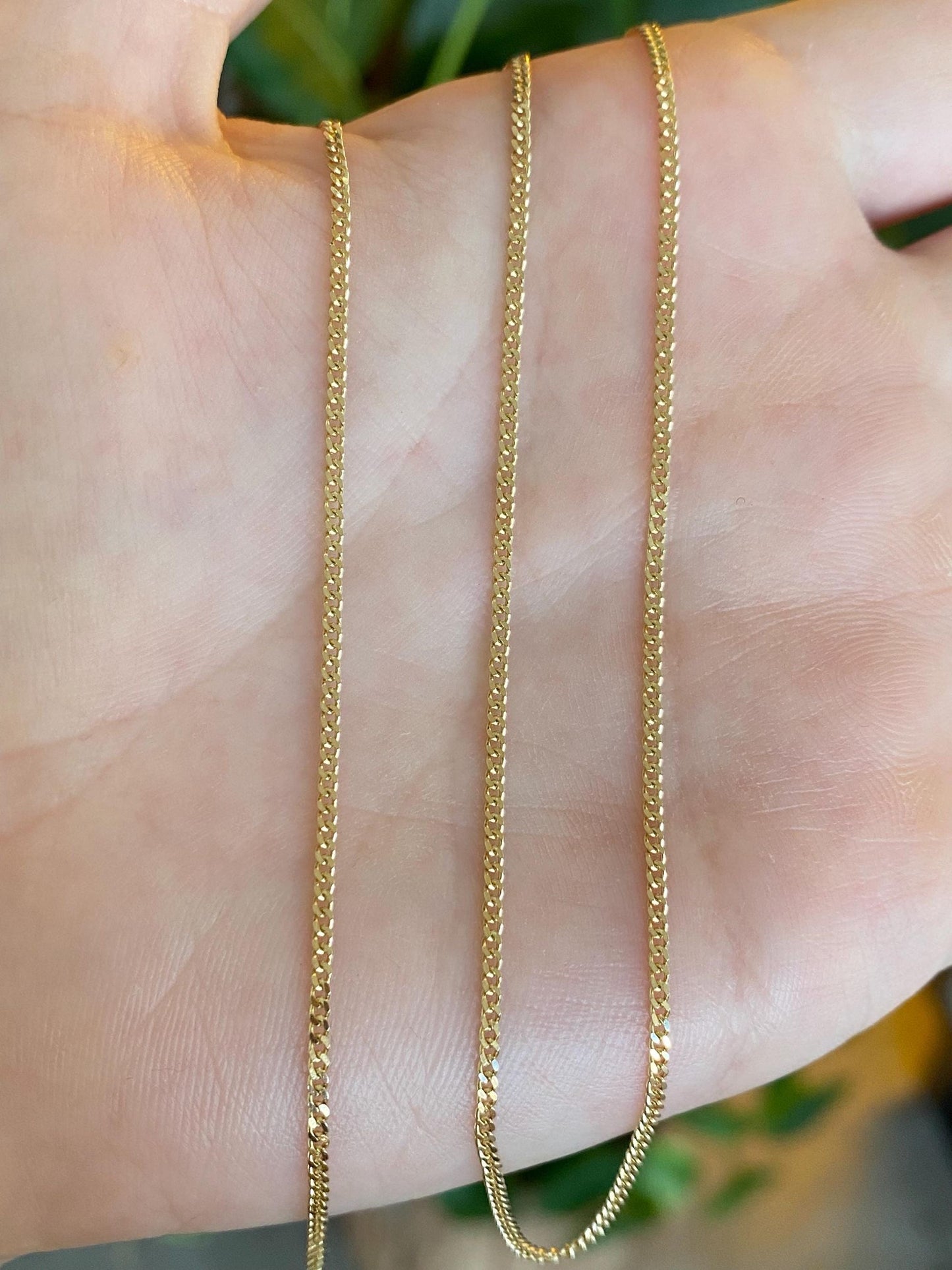Vintage Solid 14k Yellow Gold Tight Curb Chain Necklace - 16.25 inches