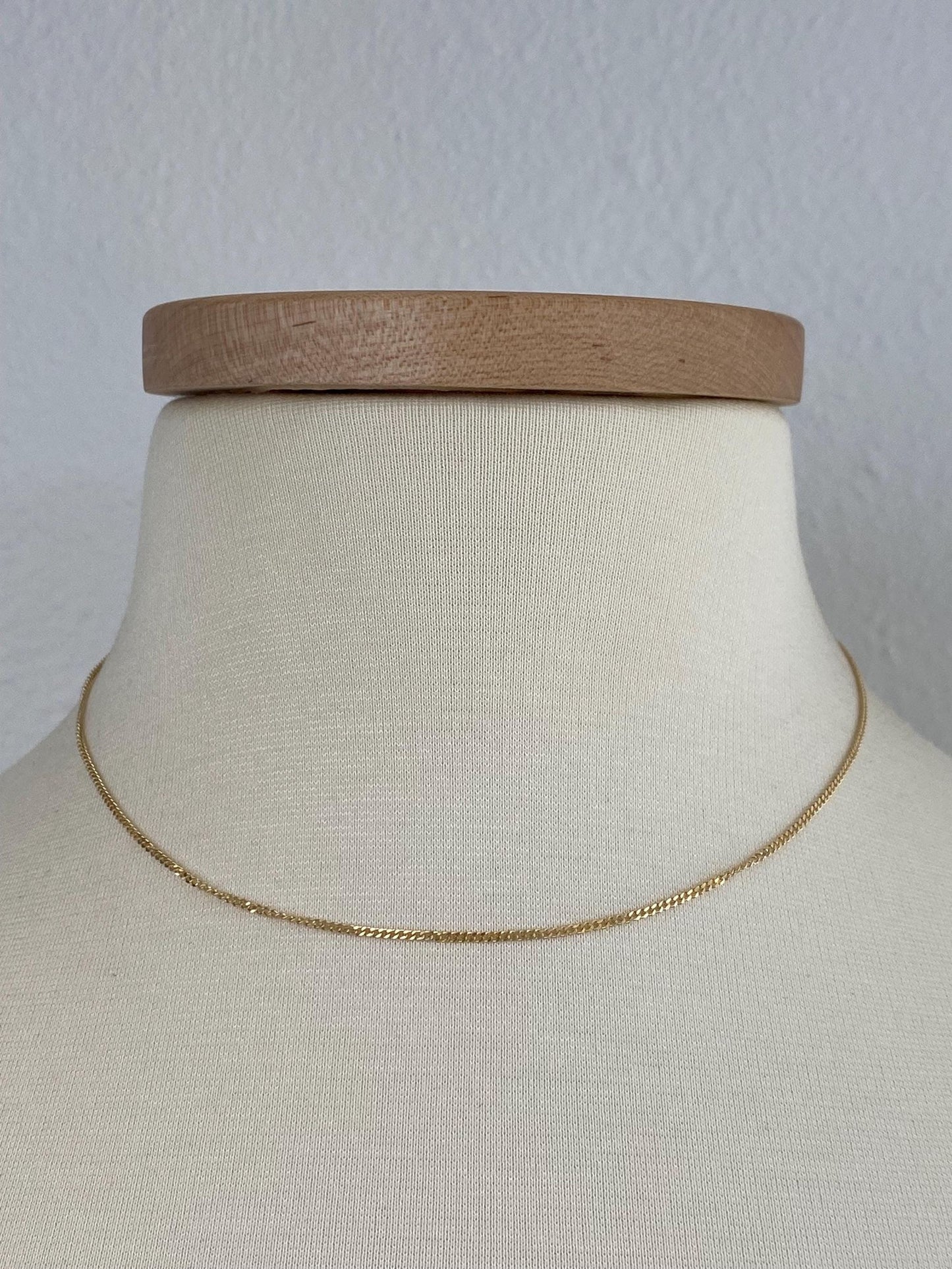 Vintage Solid 14k Yellow Gold Tight Curb Chain Necklace - 16.25 inches