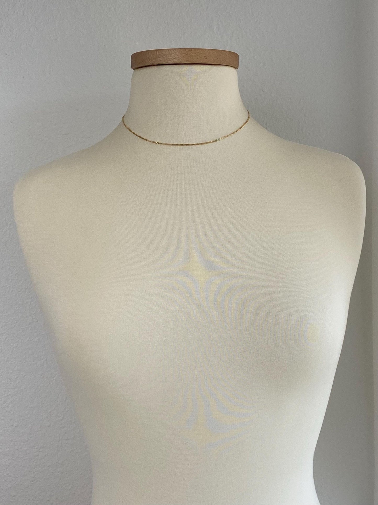 Vintage Solid 14k Yellow Gold Tight Curb Chain Necklace - 16.25 inches