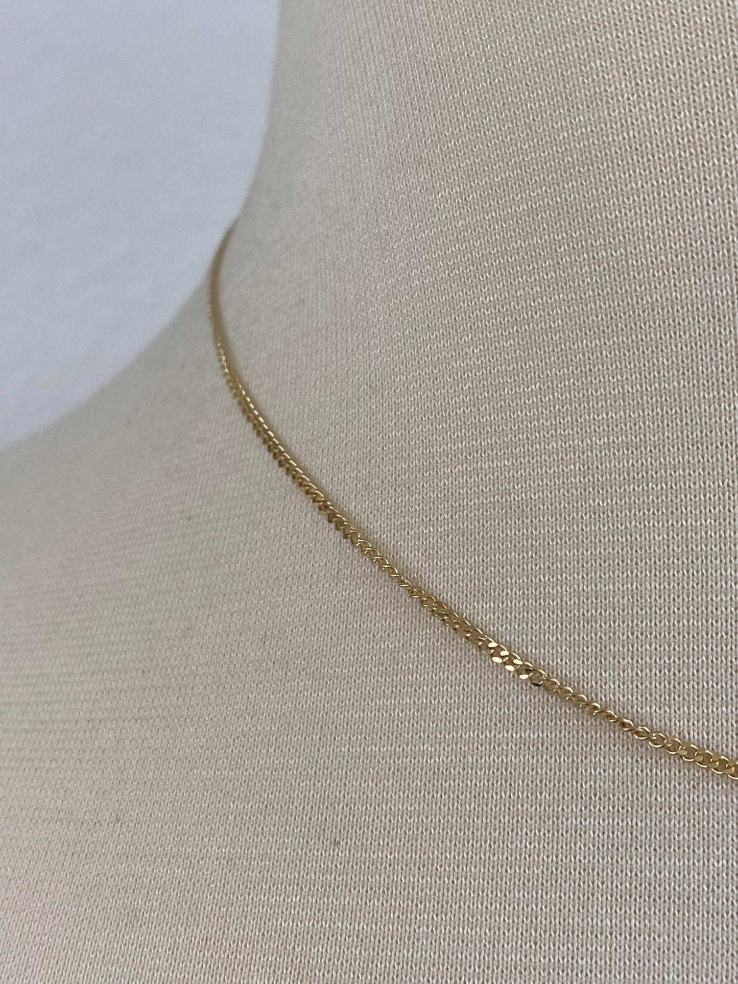 Vintage Solid 14k Yellow Gold Tight Curb Chain Necklace - 16.25 inches
