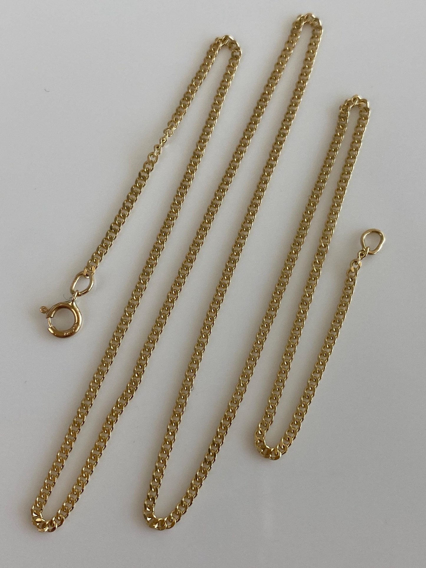 Vintage Solid 14k Yellow Gold Tight Curb Chain Necklace - 16.25 inches