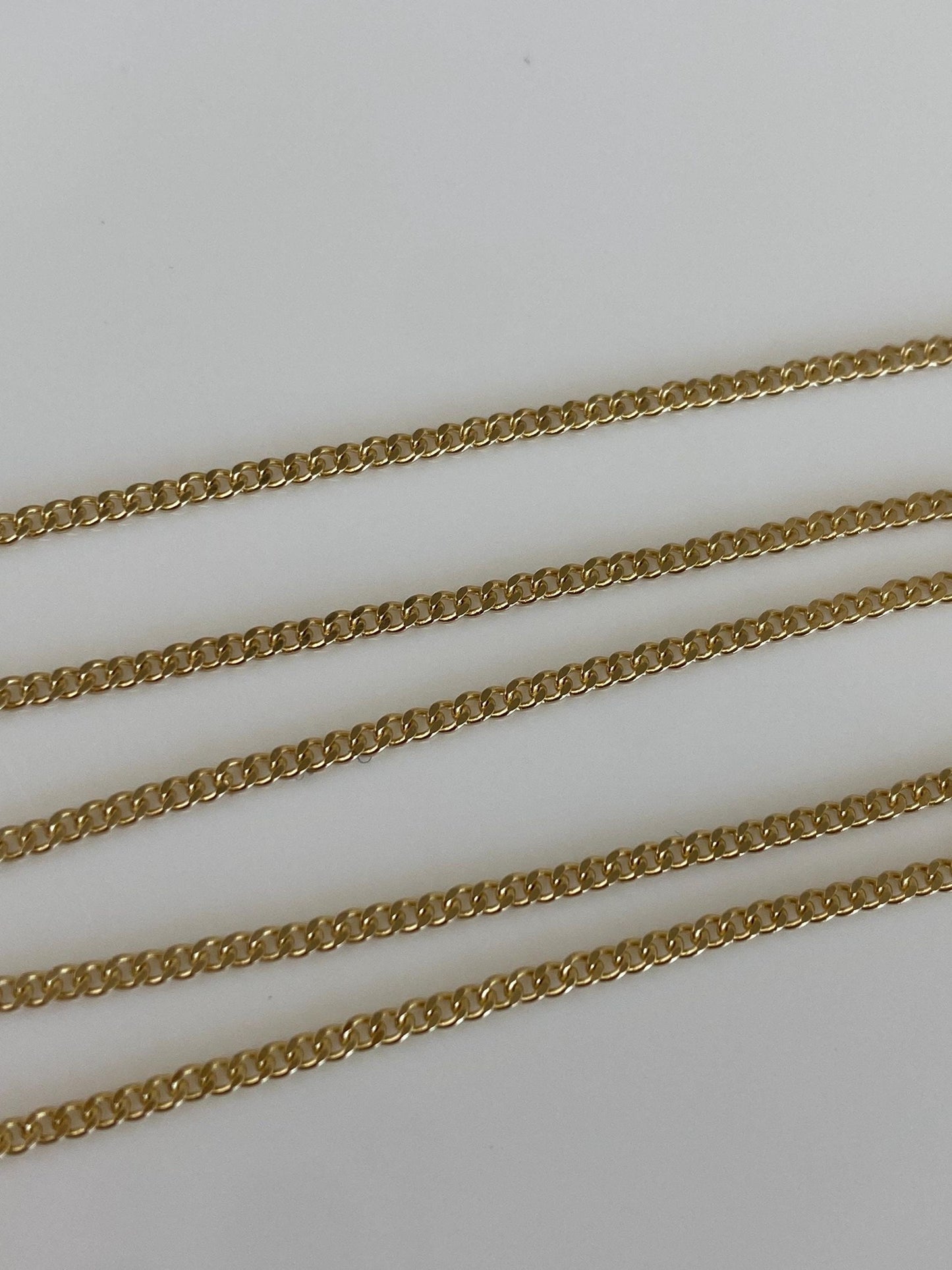 Vintage Solid 14k Yellow Gold Tight Curb Chain Necklace - 16.25 inches