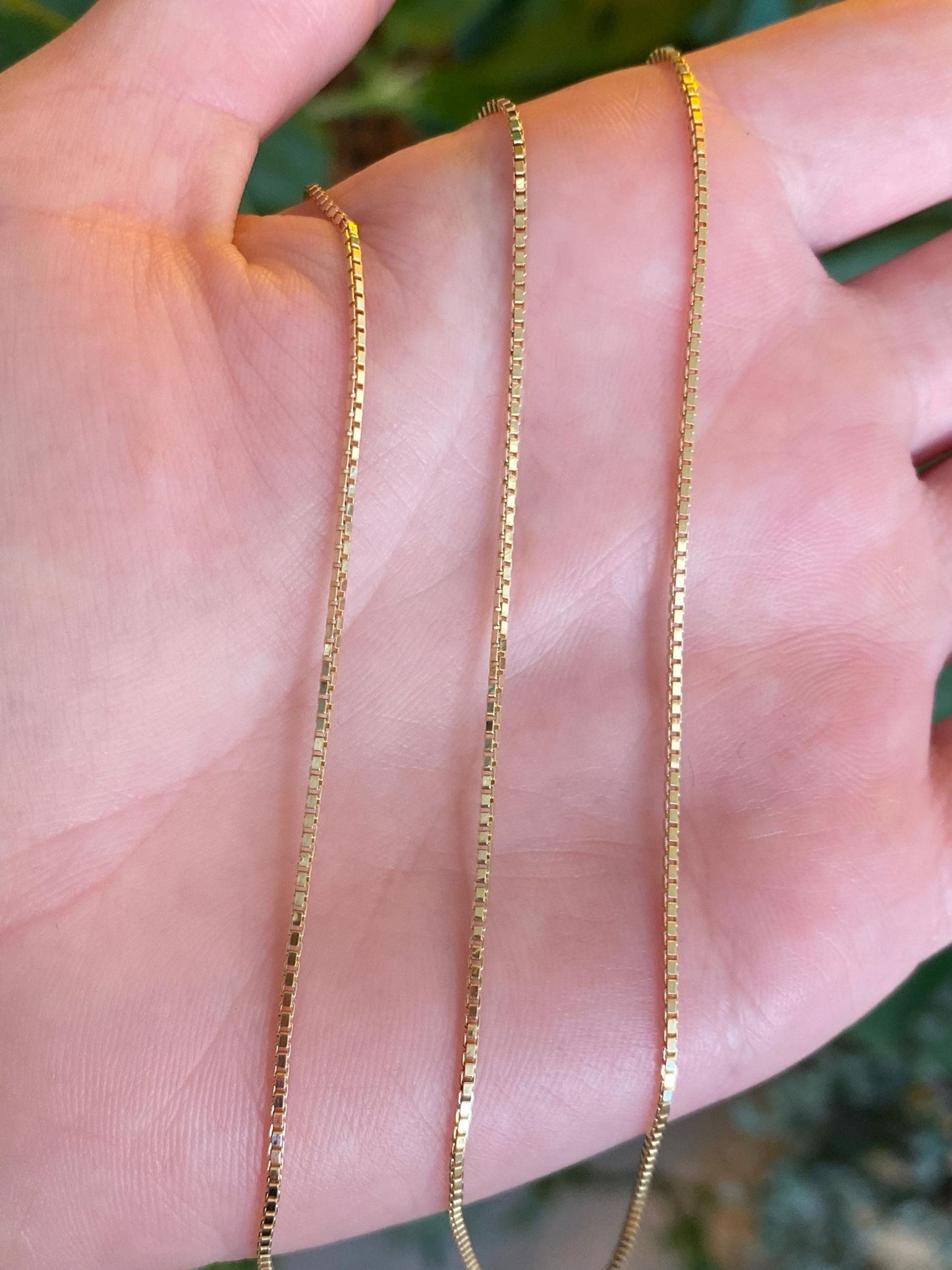 Vintage Solid 14k Yellow Gold Long Box Chain Necklace - 22 inches