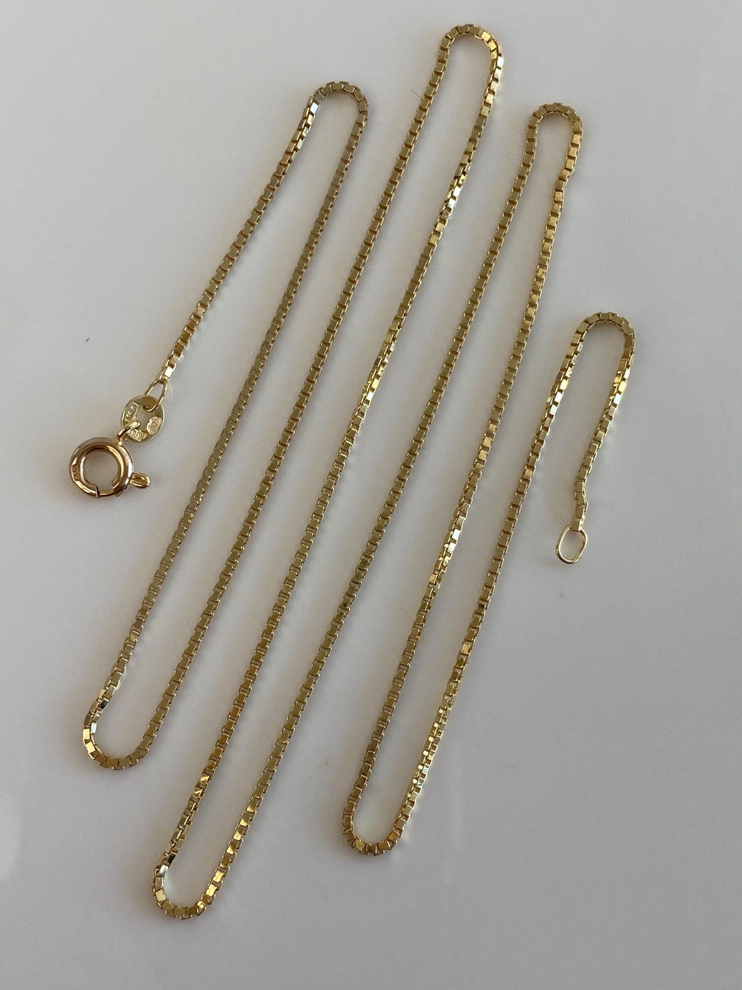 Vintage Solid 14k Yellow Gold Long Box Chain Necklace - 22 inches