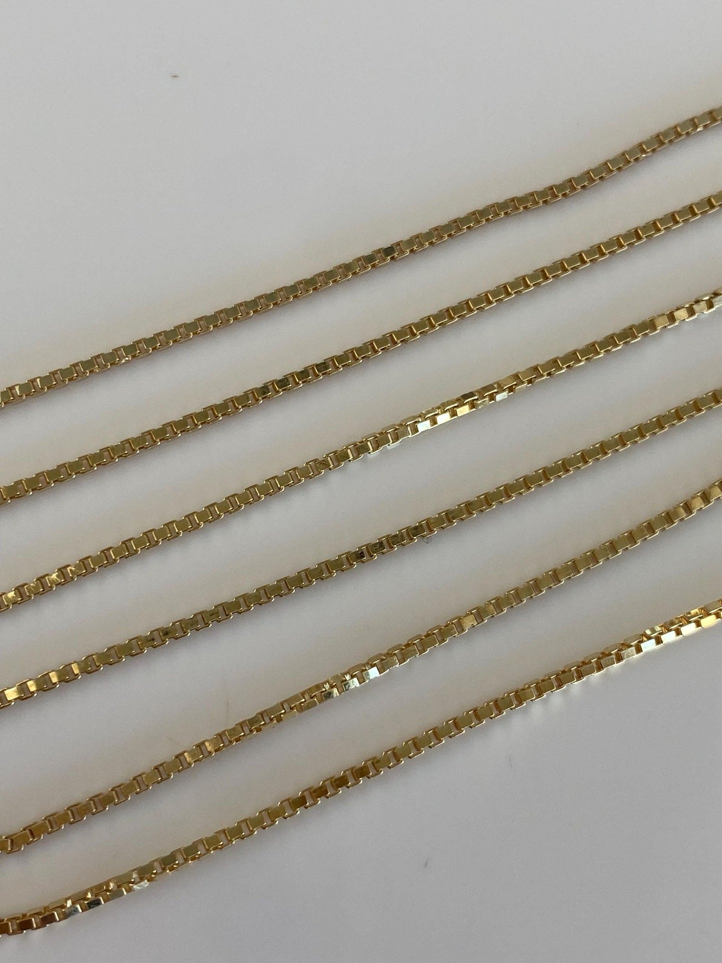 Vintage Solid 14k Yellow Gold Long Box Chain Necklace - 22 inches