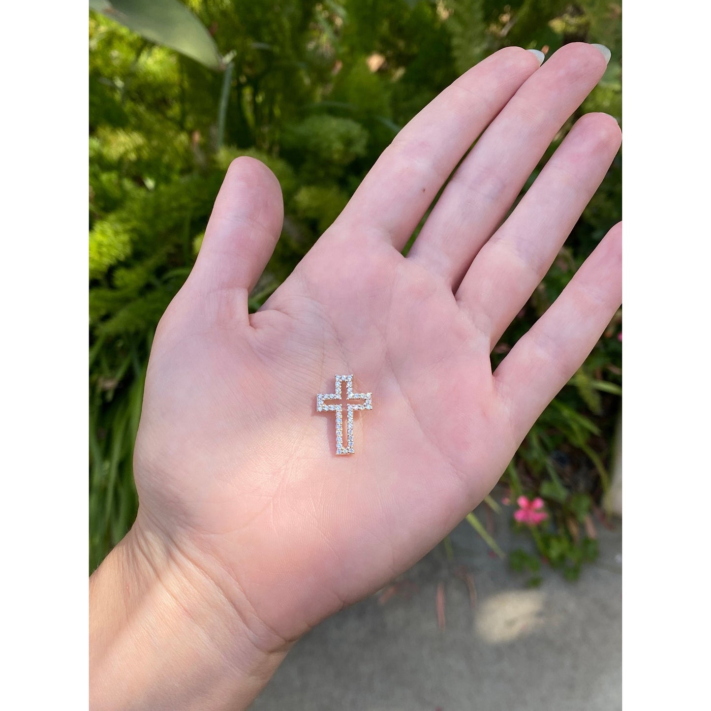 Vintage Solid 10k Yellow Gold Cubic Zirconia Cross Charm