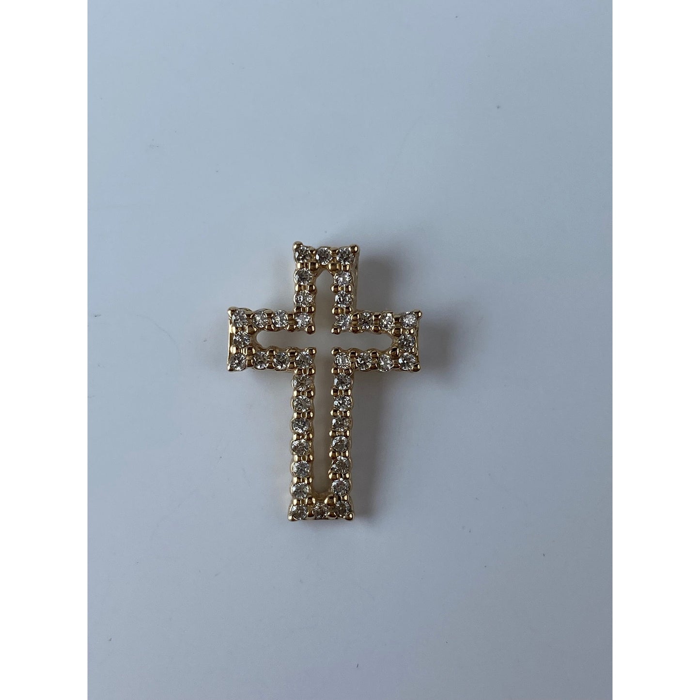 Vintage Solid 10k Yellow Gold Cubic Zirconia Cross Charm
