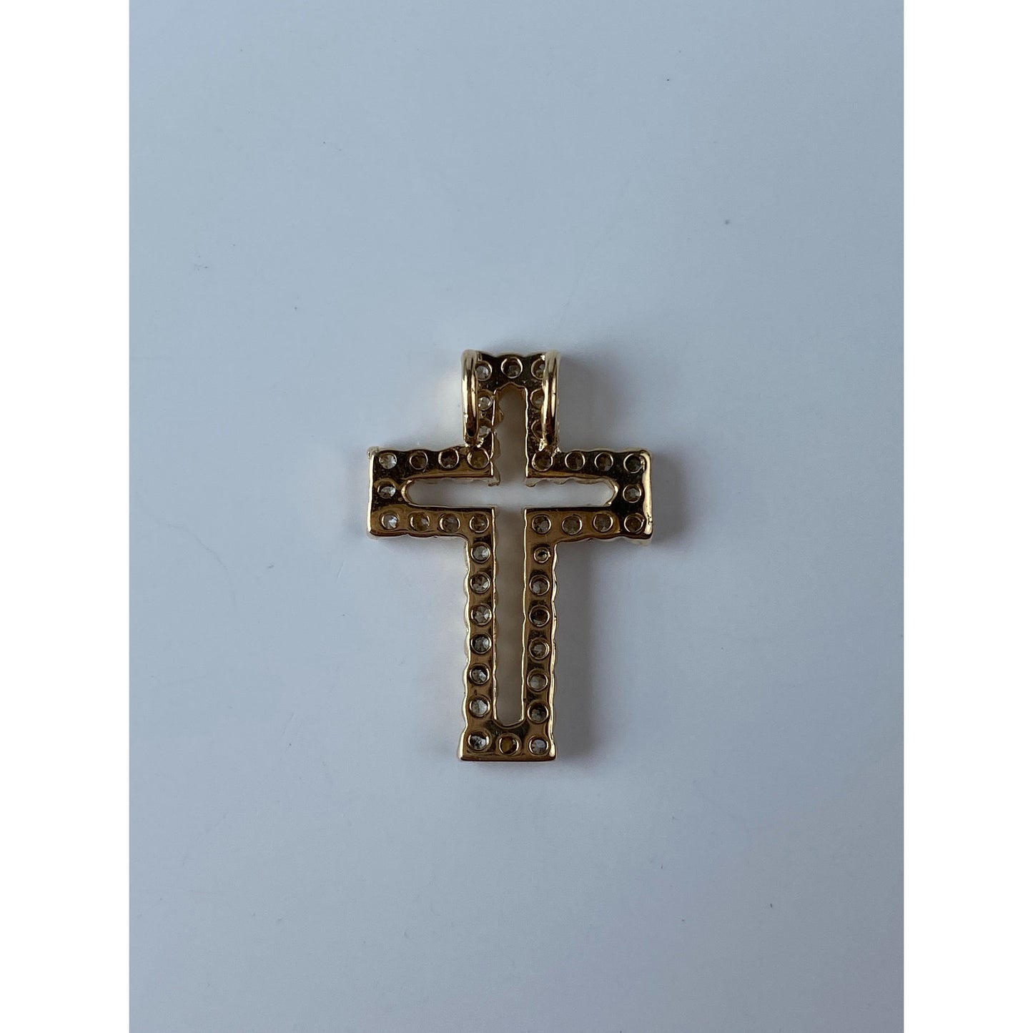 Vintage Solid 10k Yellow Gold Cubic Zirconia Cross Charm