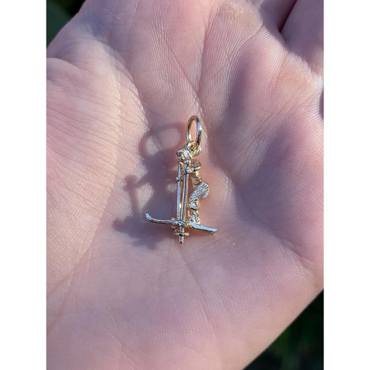 Vintage Solid 14k Yellow Gold Articulated Skier Charm