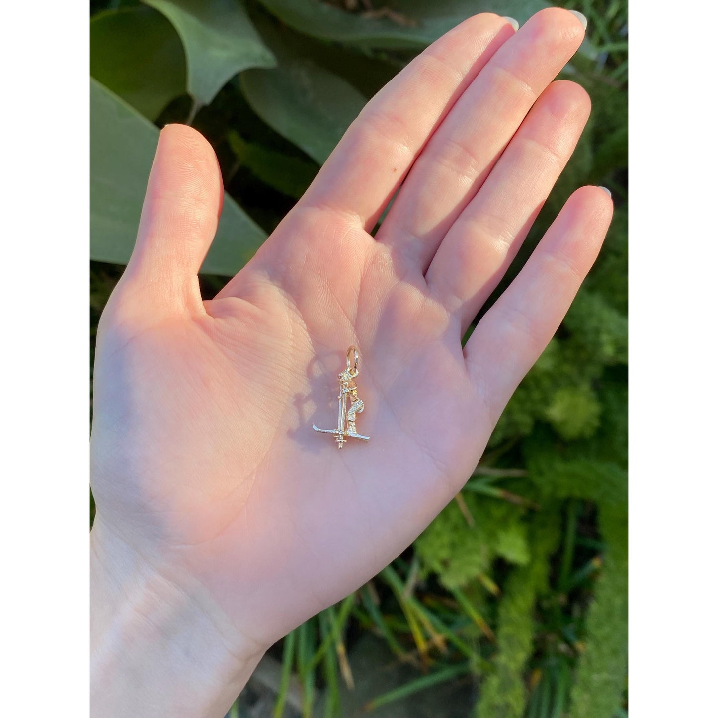 Vintage Solid 14k Yellow Gold Articulated Skier Charm