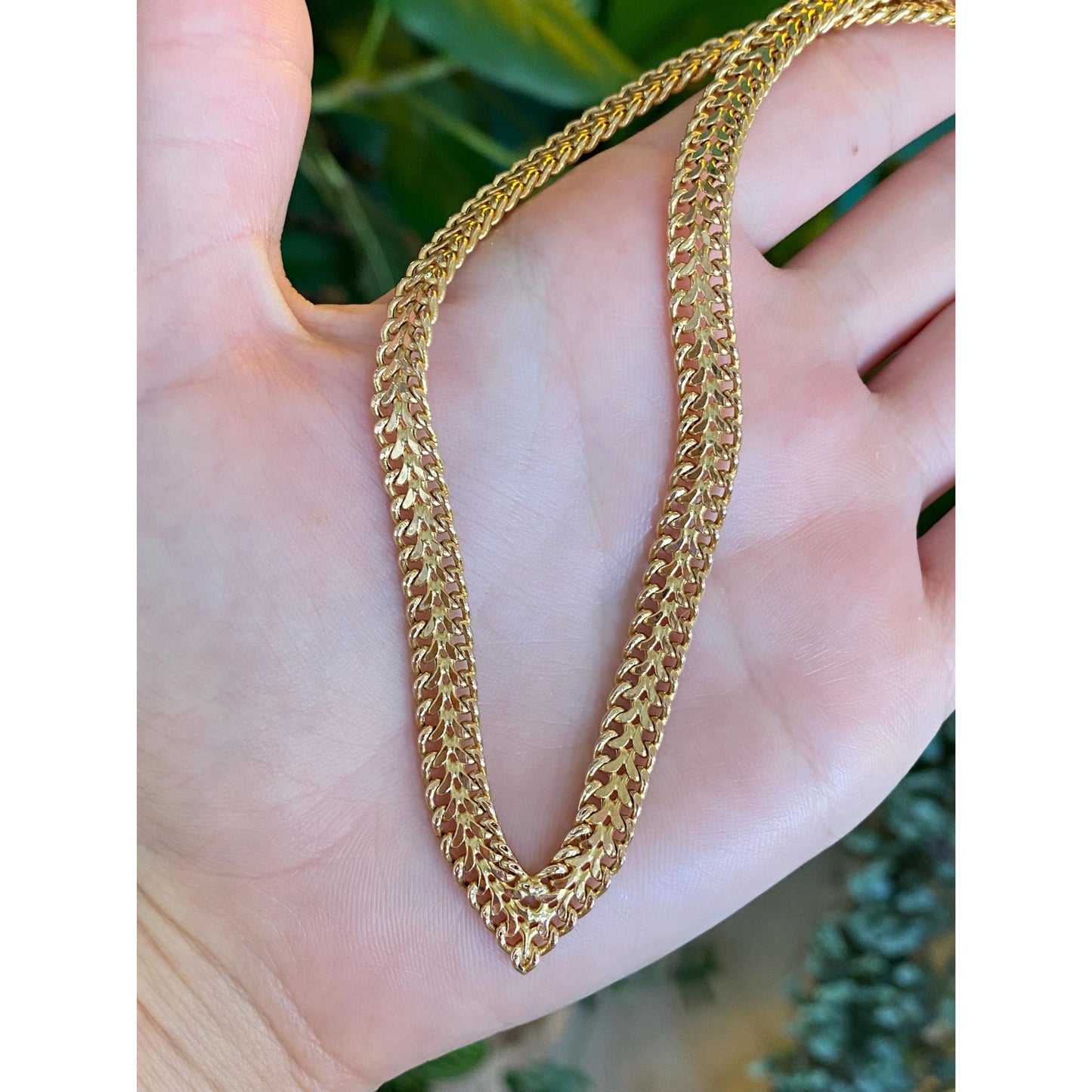 Vintage 10k Yellow Gold Woven Chevron Chain Necklace - 17 inches