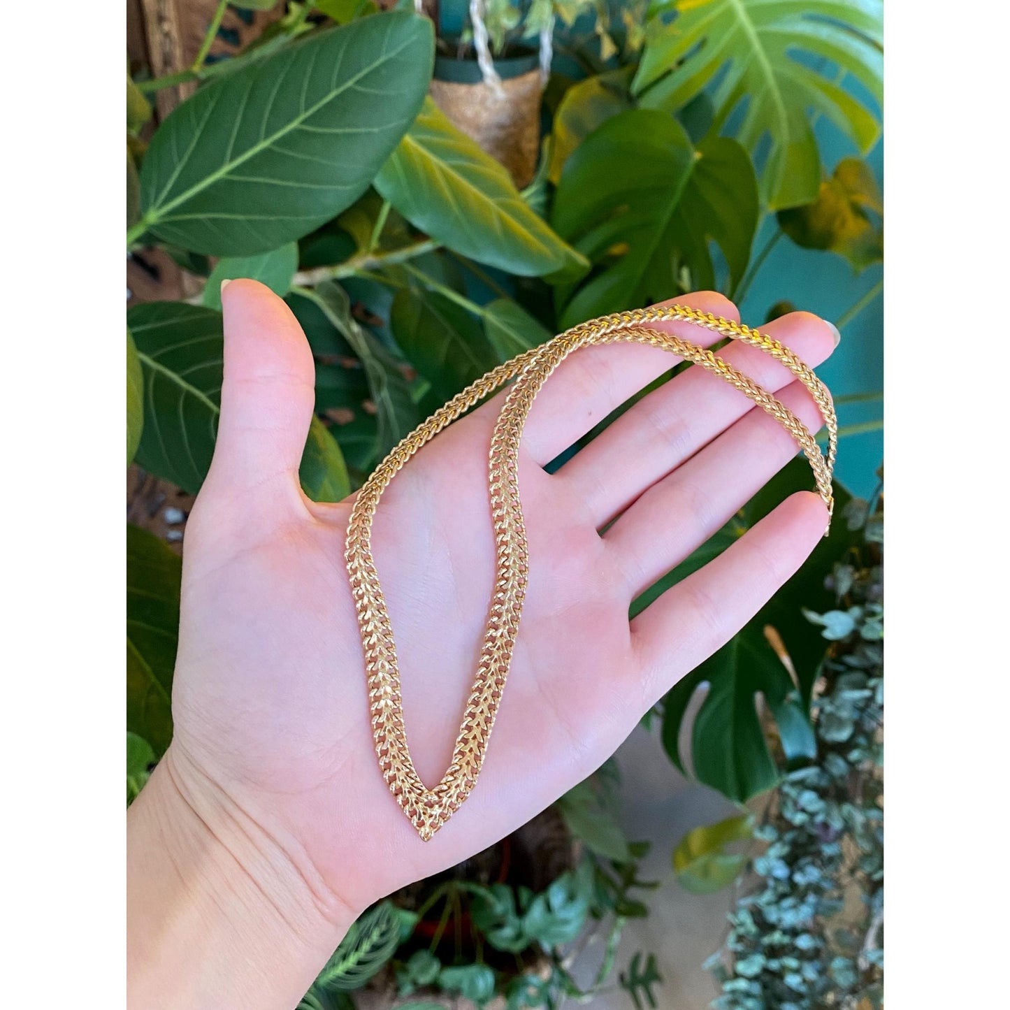 Vintage 10k Yellow Gold Woven Chevron Chain Necklace - 17 inches