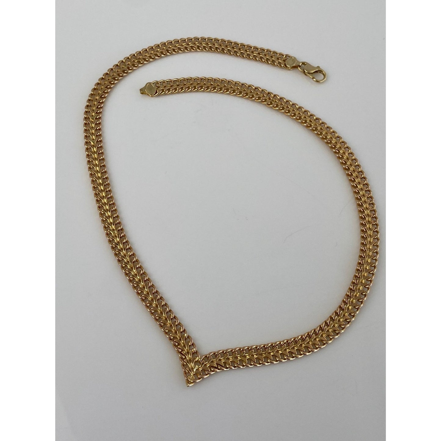 Vintage 10k Yellow Gold Woven Chevron Chain Necklace - 17 inches