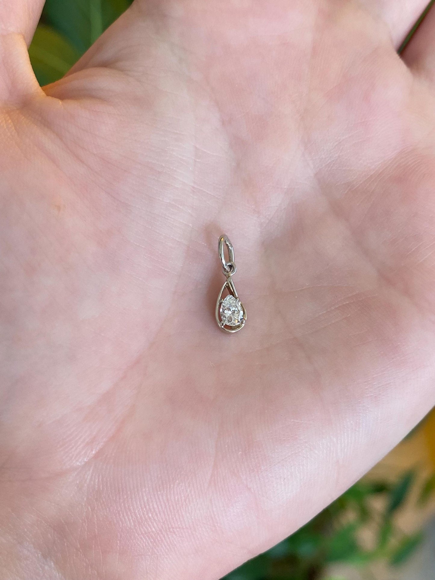 Solid 14k Yellow Gold Diamond Teardrop Charm