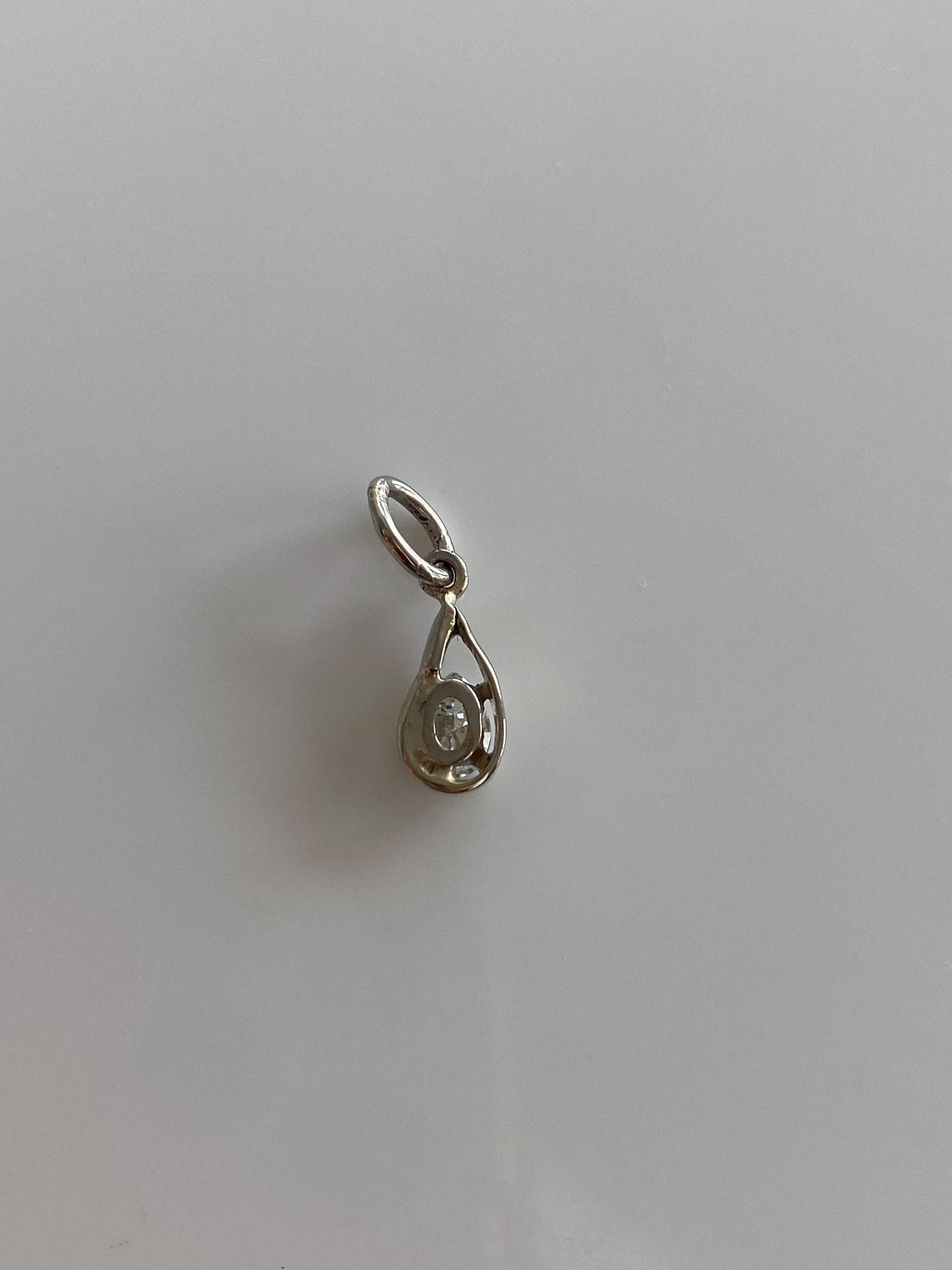 Solid 14k Yellow Gold Diamond Teardrop Charm