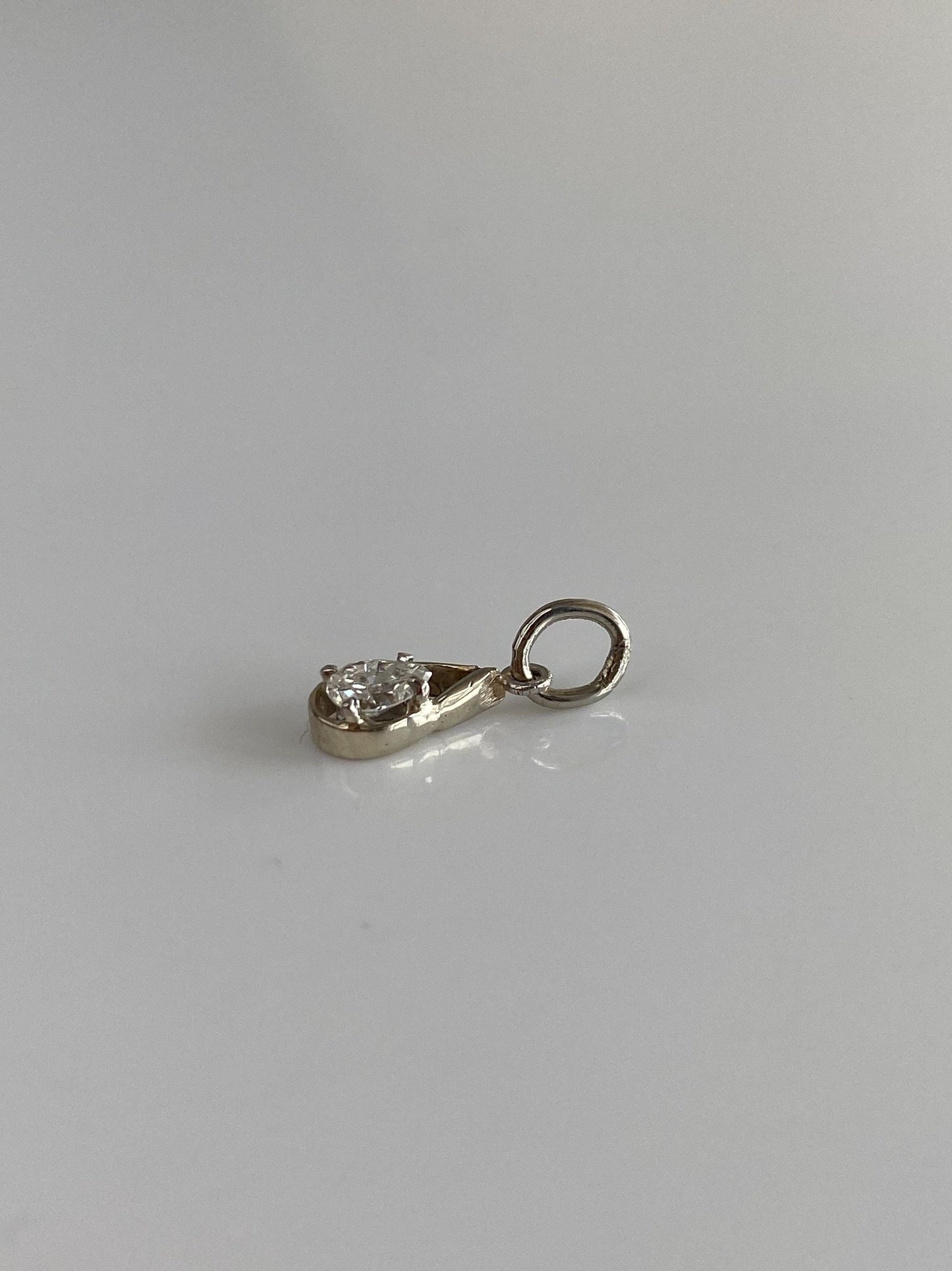 Solid 14k Yellow Gold Diamond Teardrop Charm