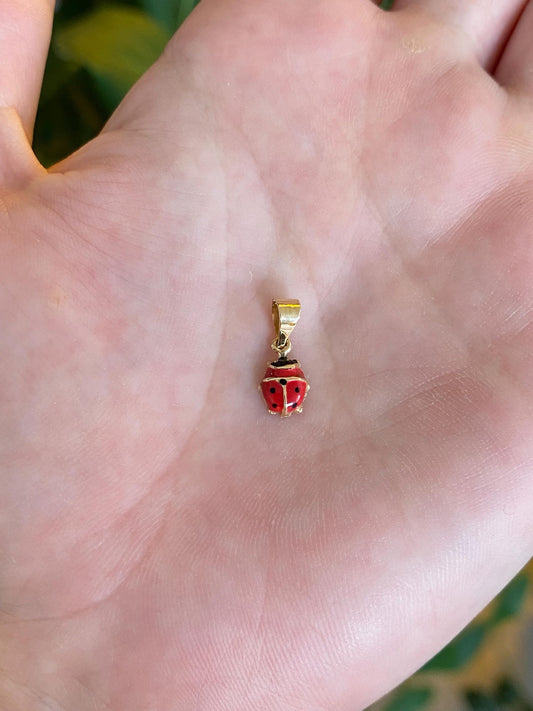 Vintage 14k Yellow Gold Enamel Ladybug Charm