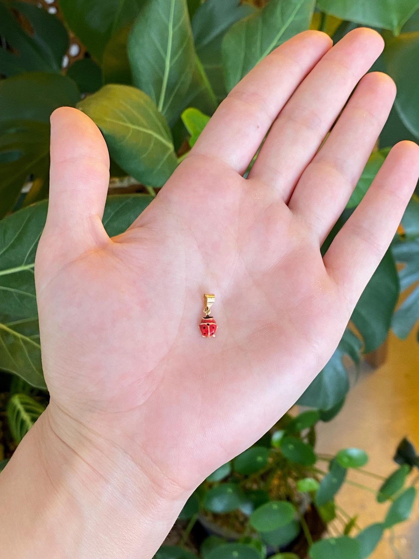 Vintage 14k Yellow Gold Enamel Ladybug Charm