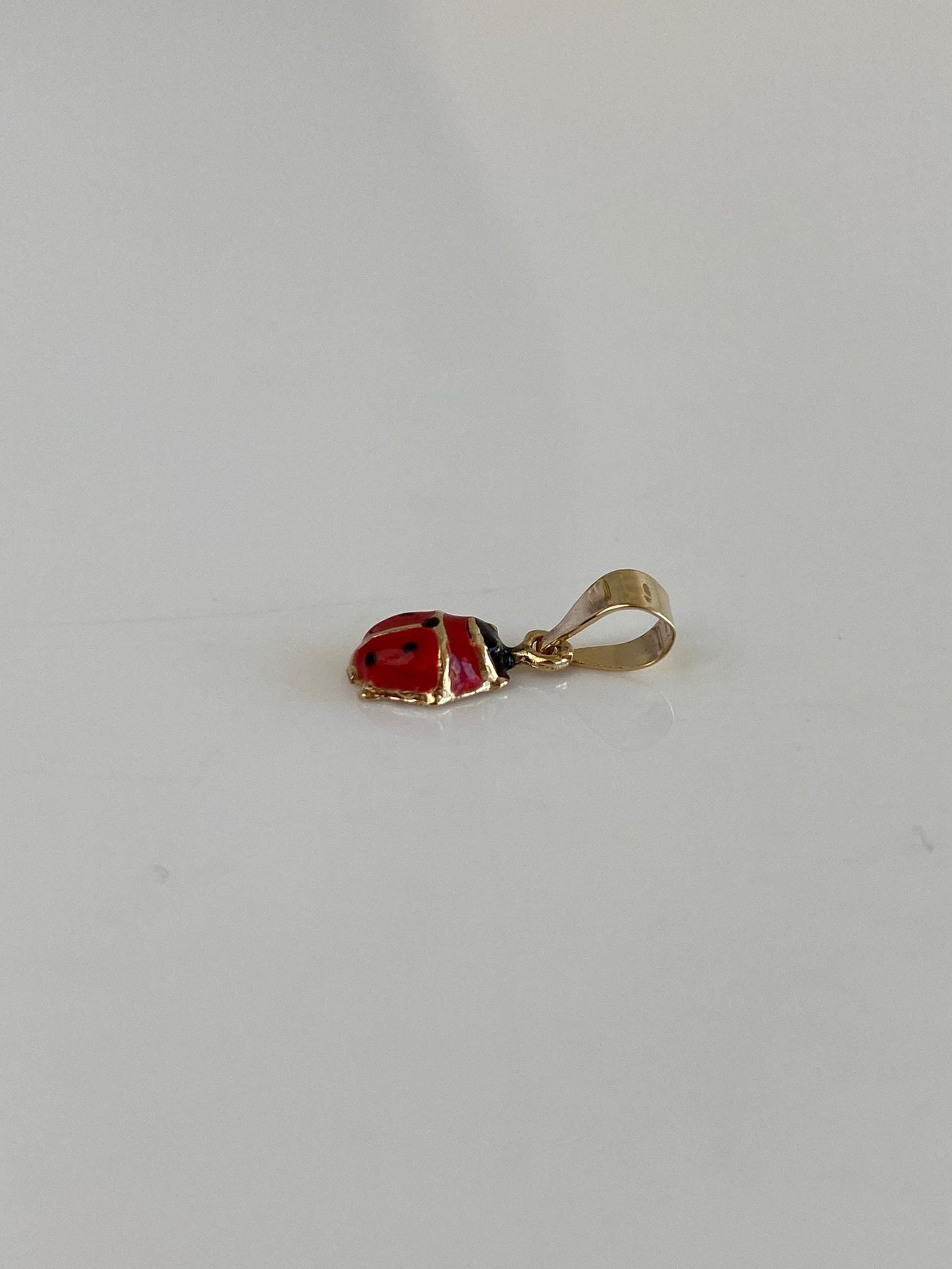Vintage 14k Yellow Gold Enamel Ladybug Charm
