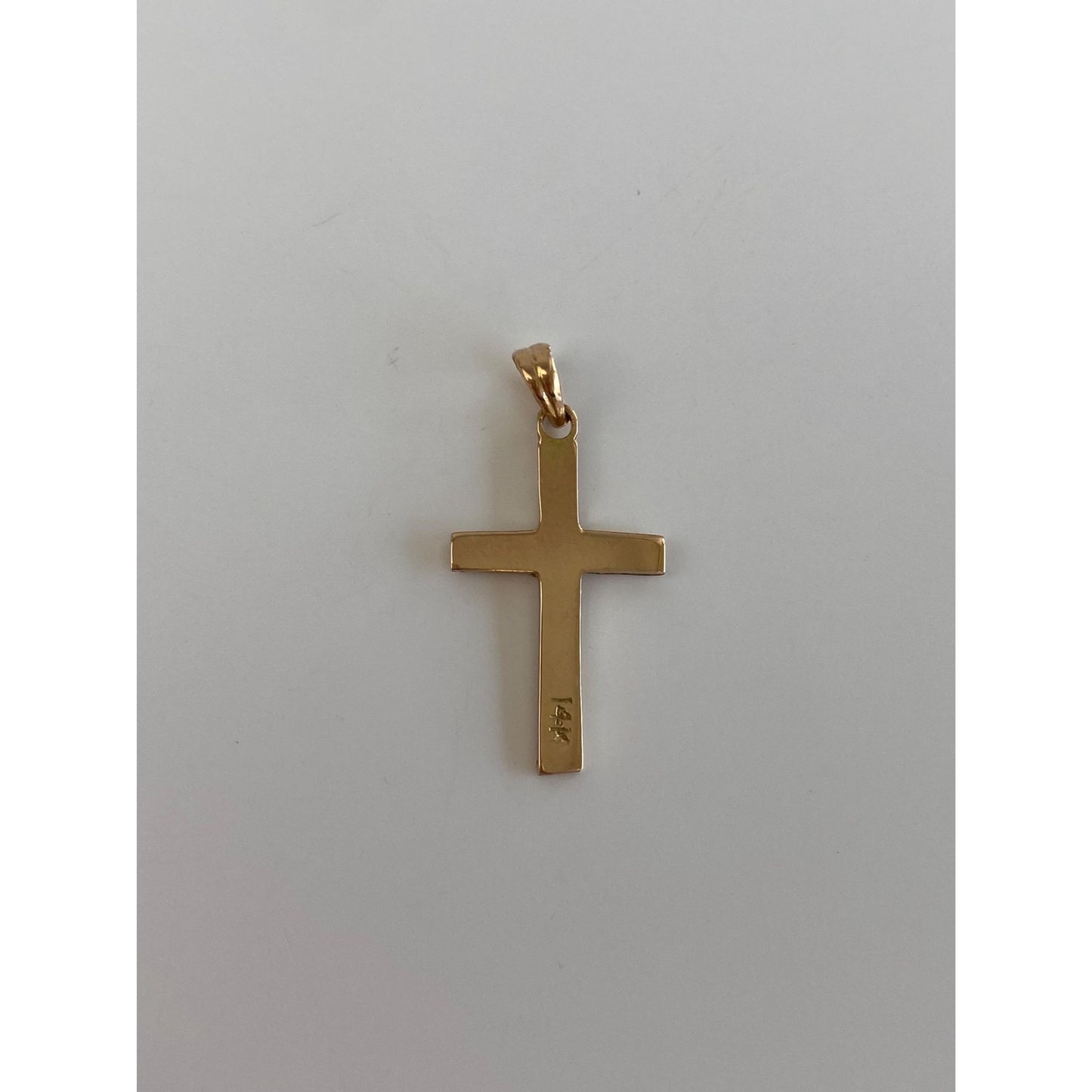 Vintage Solid 14k Yellow Gold Engraved Small Cross Charm