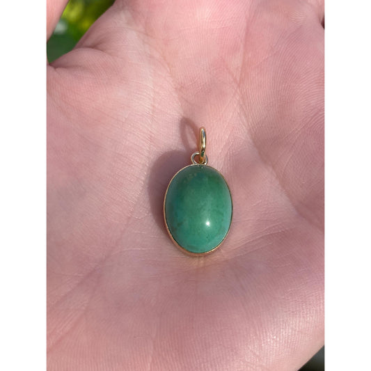 Vintage Solid 14k Yellow Gold Turquoise Stone Charm