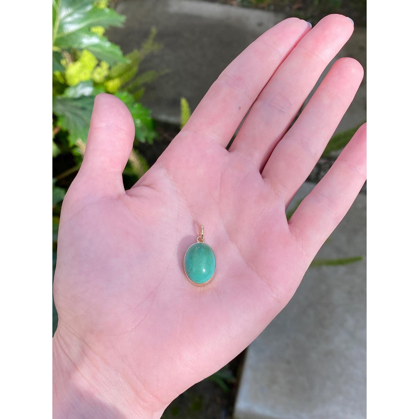 Vintage Solid 14k Yellow Gold Turquoise Stone Charm