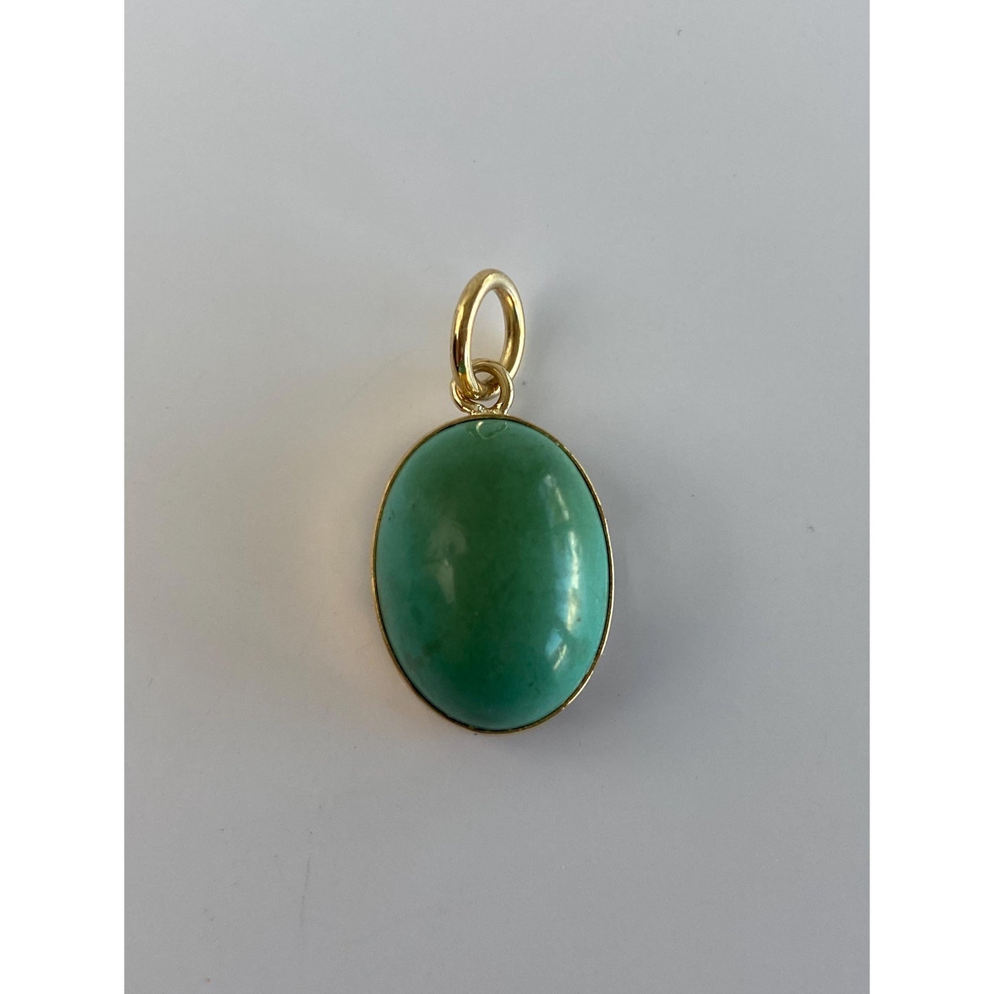Vintage Solid 14k Yellow Gold Turquoise Stone Charm