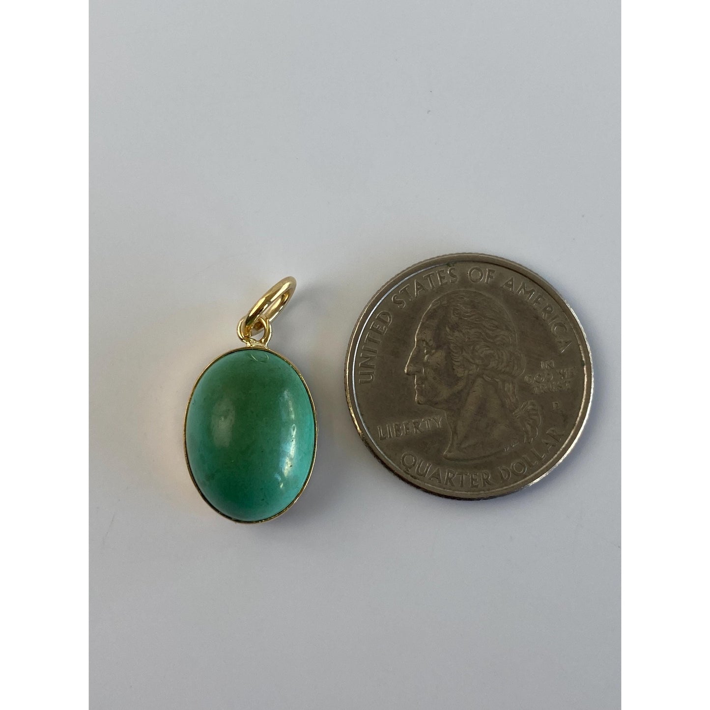 Vintage Solid 14k Yellow Gold Turquoise Stone Charm