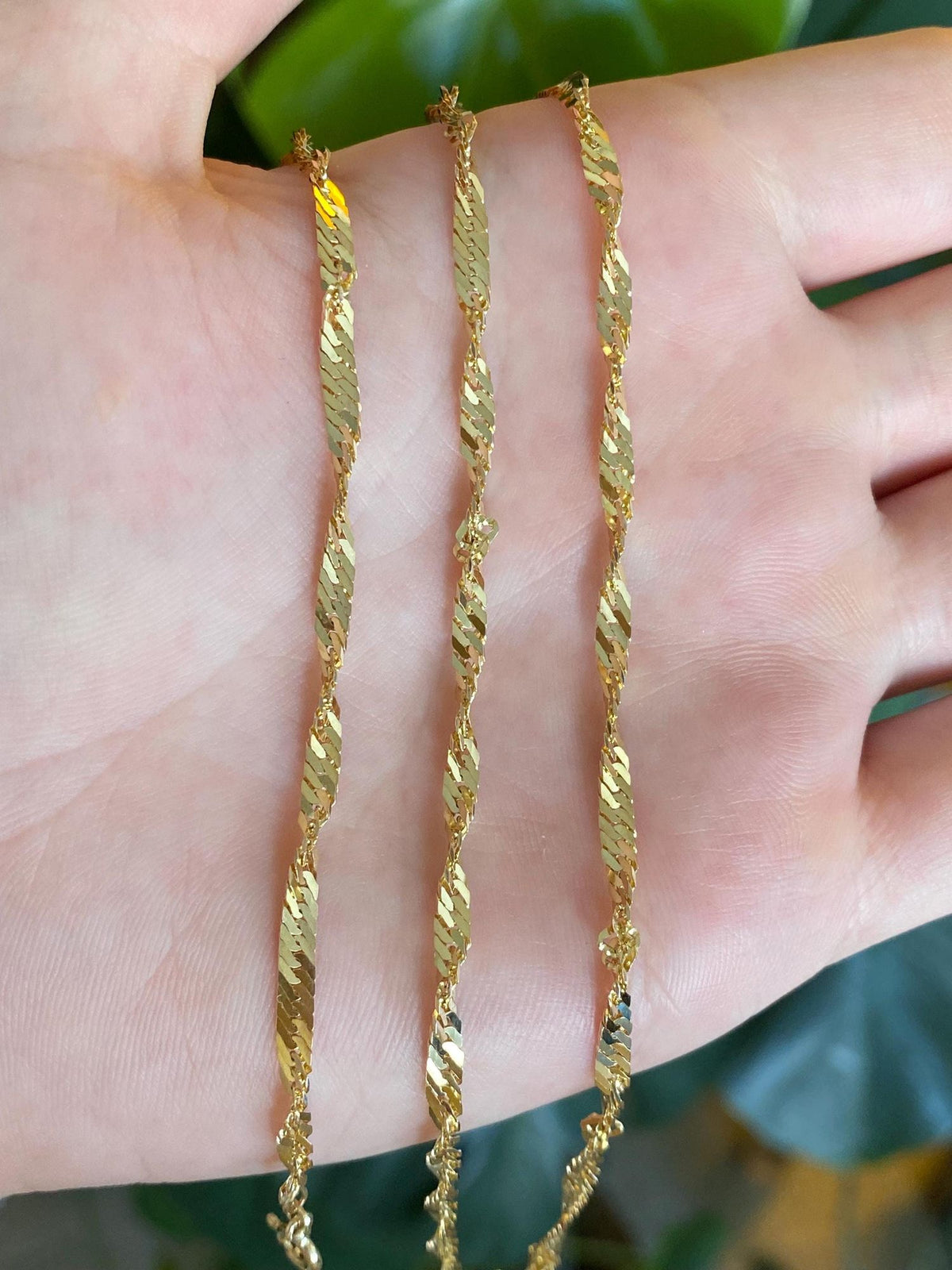 Vintage Solid 9k Yellow Gold Twist Chain Necklace - 19.25 inches