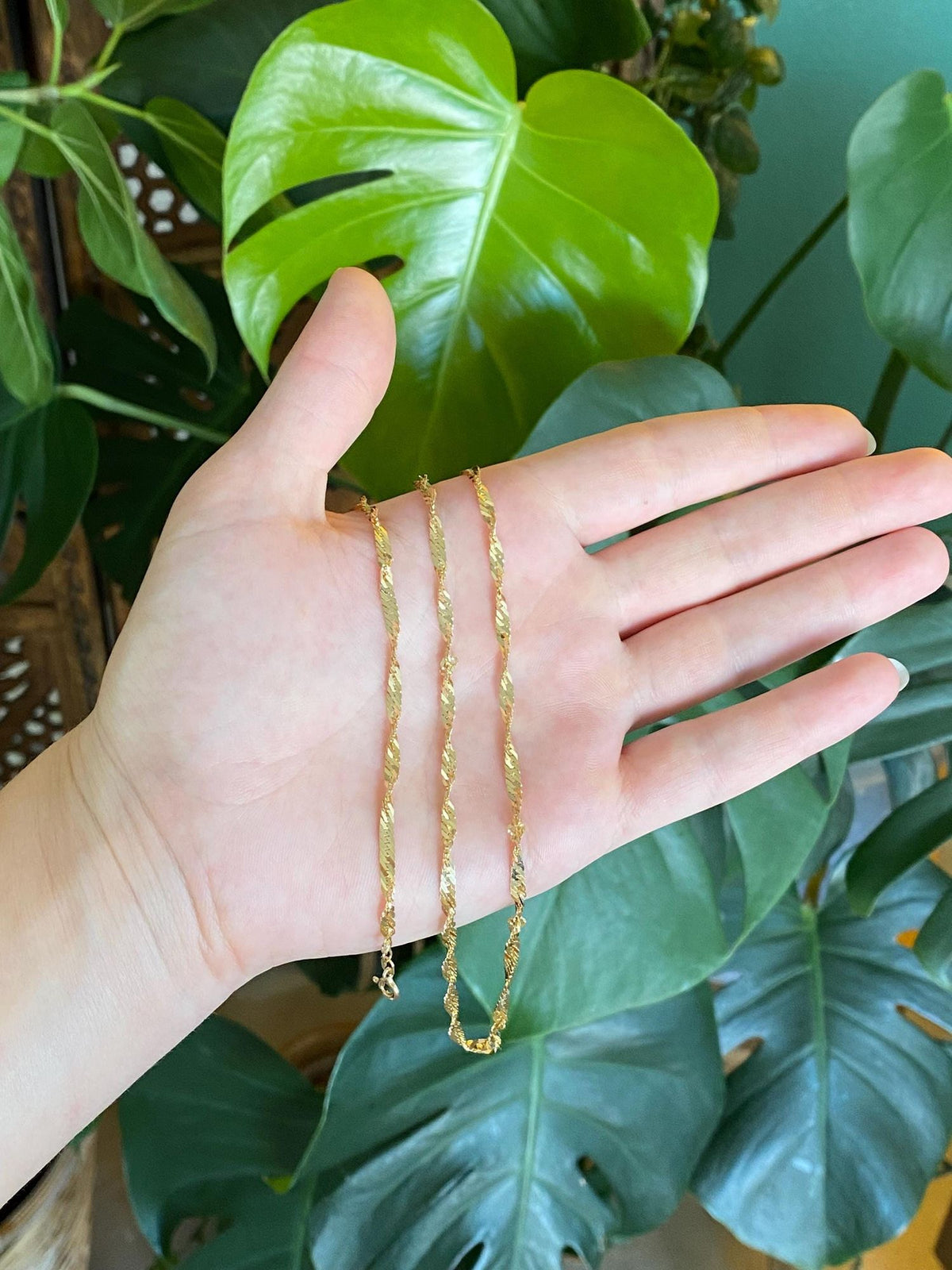 Vintage Solid 9k Yellow Gold Twist Chain Necklace - 19.25 inches