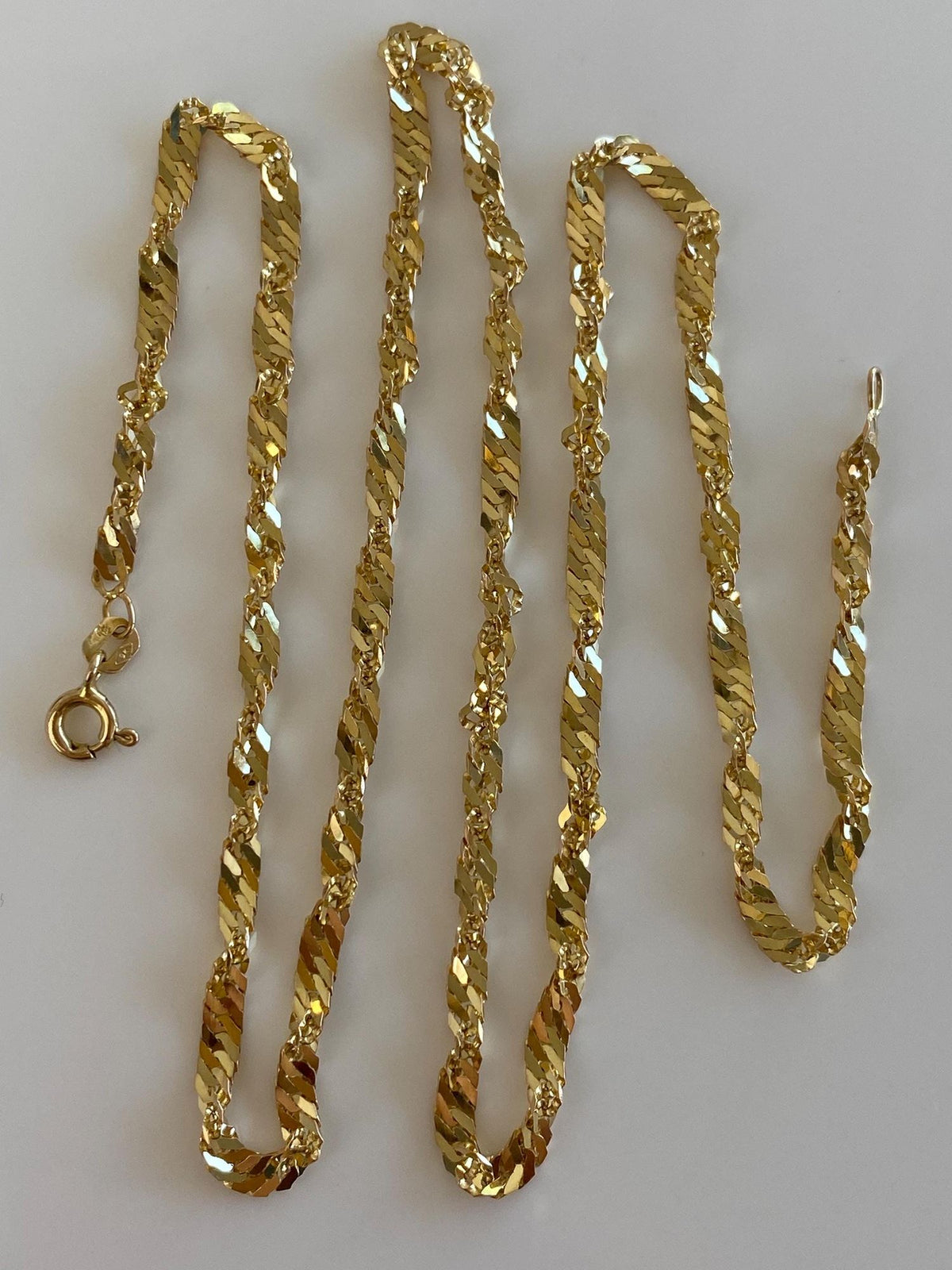 Vintage Solid 9k Yellow Gold Twist Chain Necklace - 19.25 inches