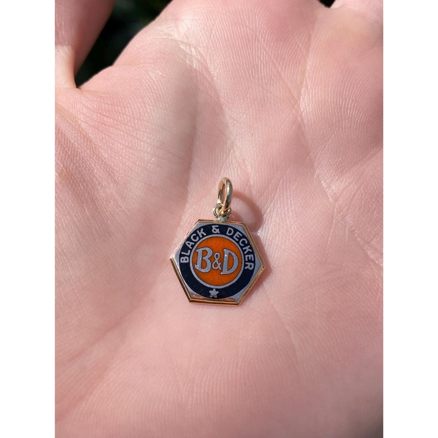 Vintage Solid 10k Yellow Gold Enamel Black & Decker Cufflink Conversion Charm