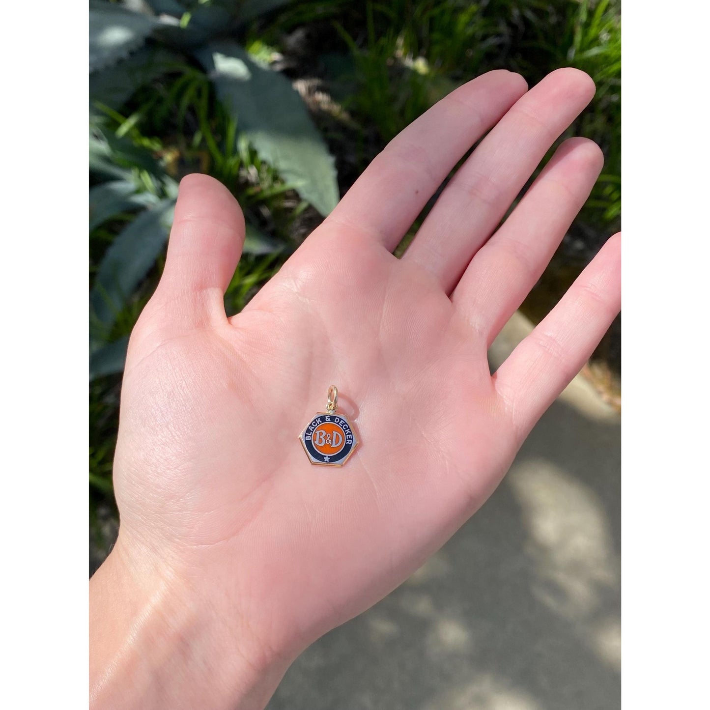 Vintage Solid 10k Yellow Gold Enamel Black & Decker Cufflink Conversion Charm