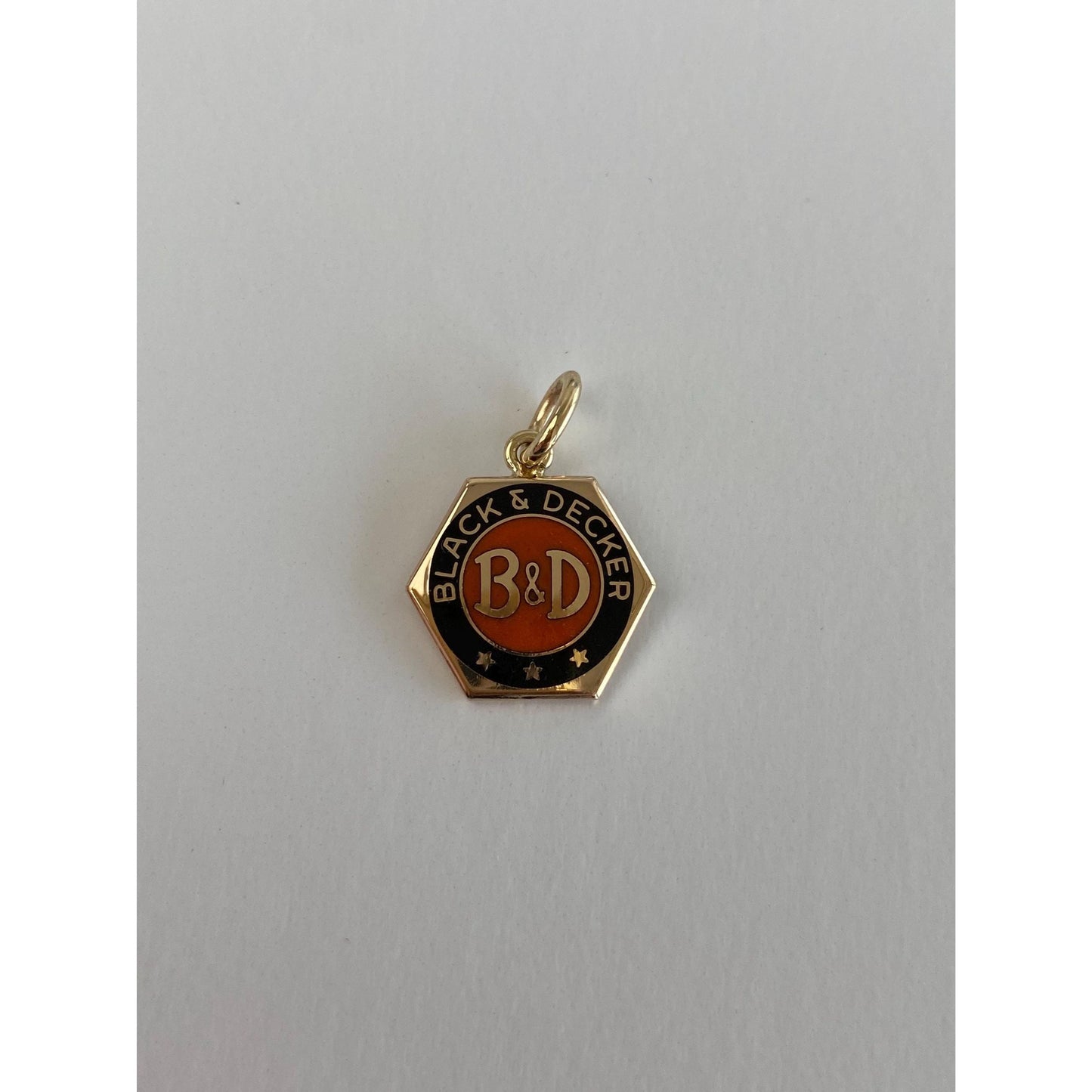 Vintage Solid 10k Yellow Gold Enamel Black & Decker Cufflink Conversion Charm
