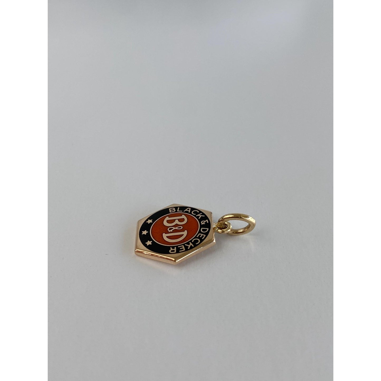 Vintage Solid 10k Yellow Gold Enamel Black & Decker Cufflink Conversion Charm
