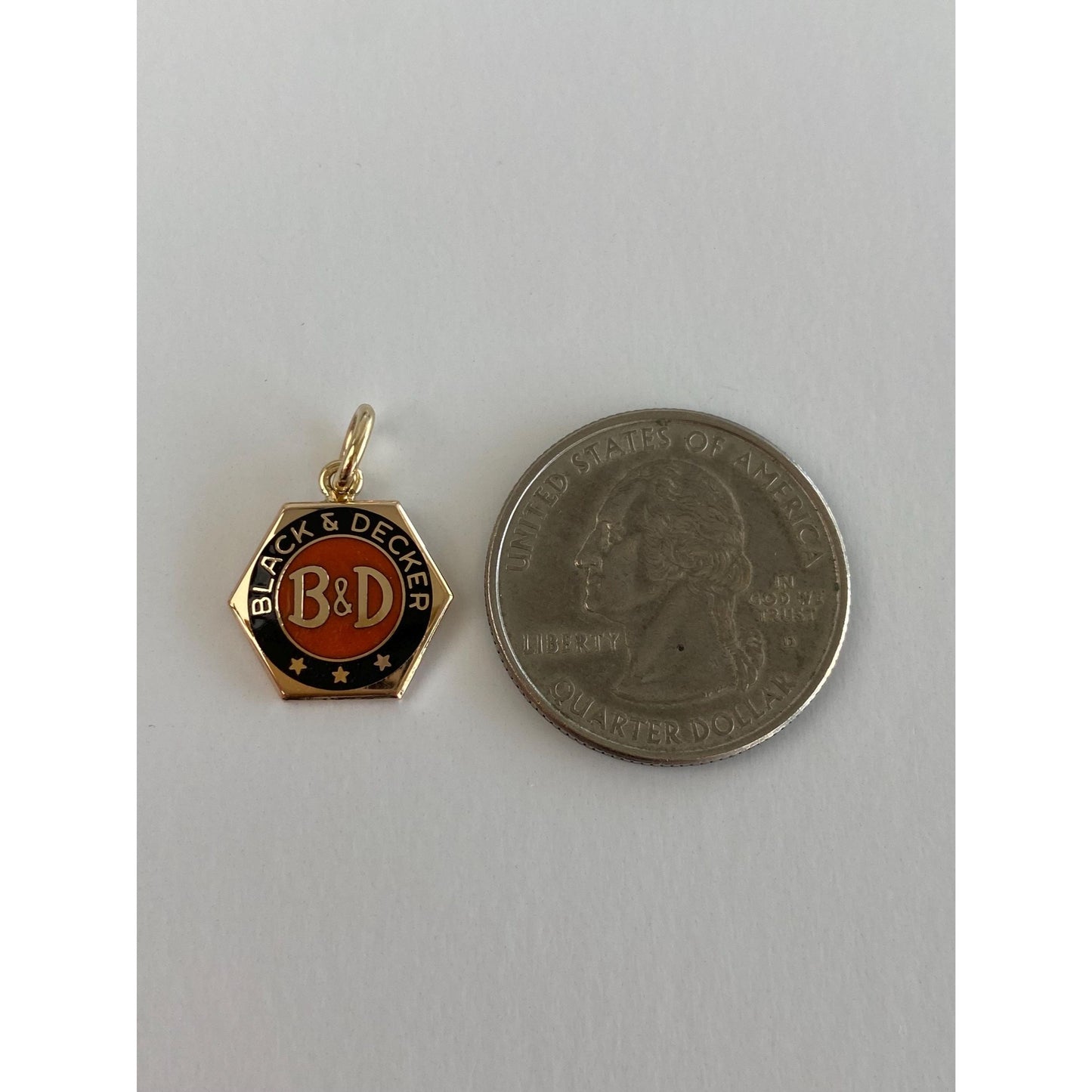 Vintage Solid 10k Yellow Gold Enamel Black & Decker Cufflink Conversion Charm