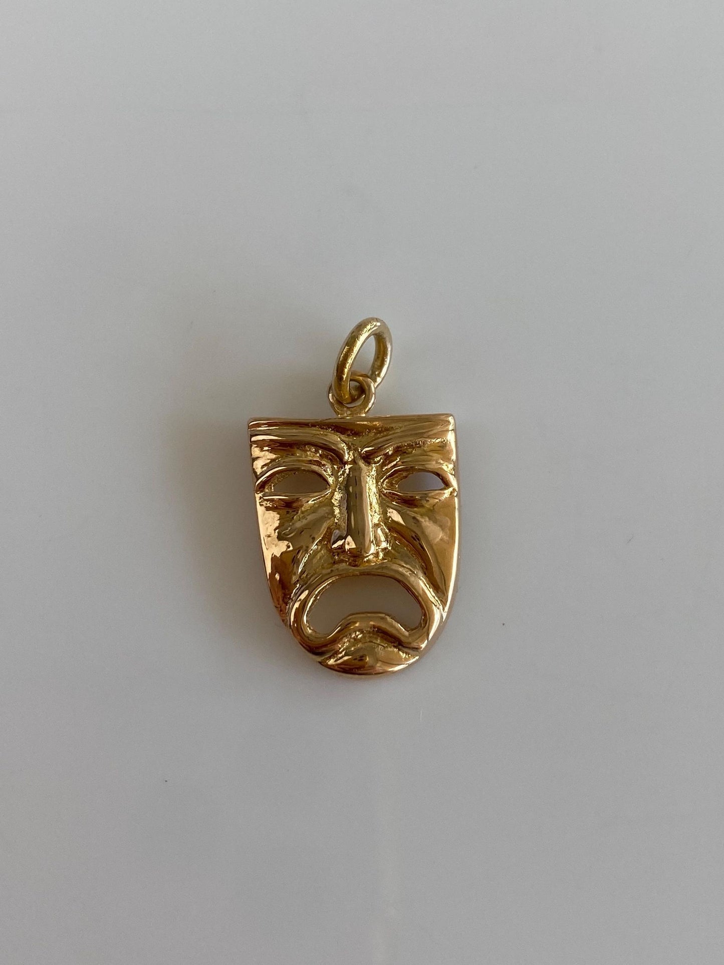 Vintage Solid 18k Yellow Gold Drama Tragedy Mask Charm