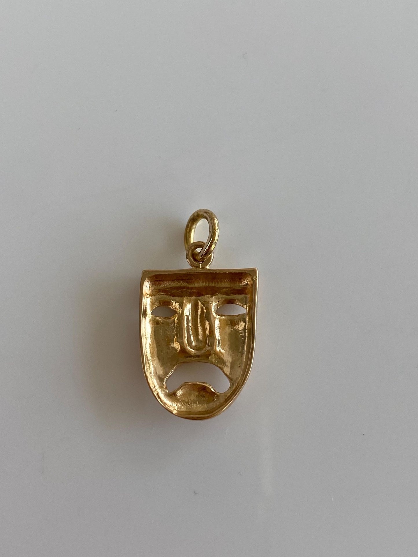 Vintage Solid 18k Yellow Gold Drama Tragedy Mask Charm