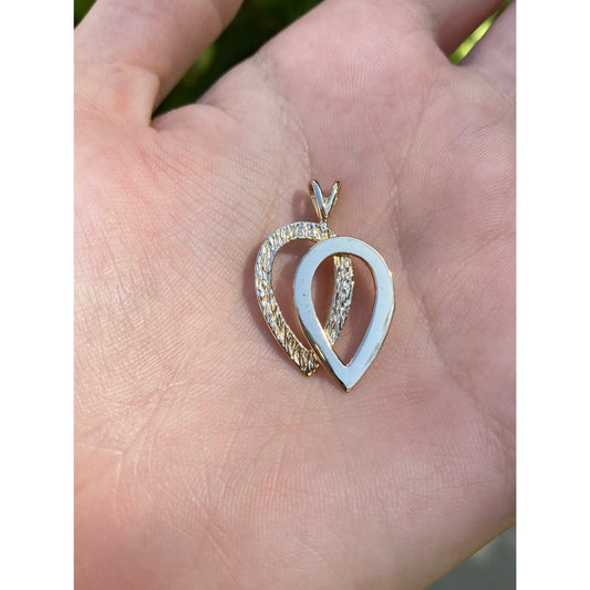 Vintage Solid 14k Yellow Gold Textured Double Teardrop Charm