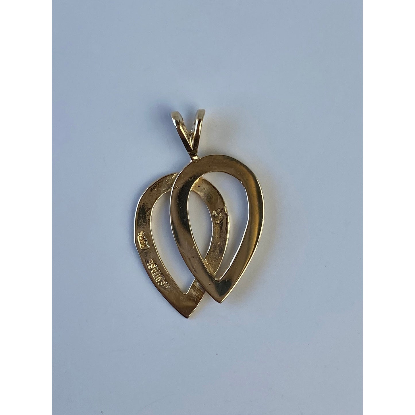 Vintage Solid 14k Yellow Gold Textured Double Teardrop Charm