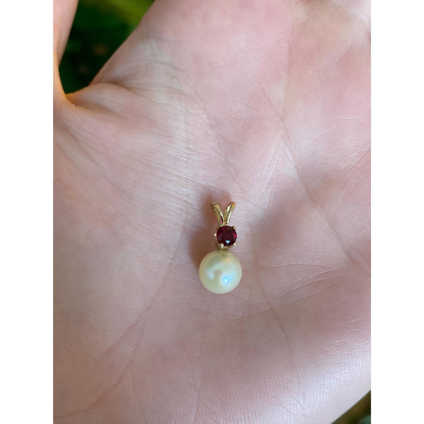Vintage Solid 14k Yellow Gold Pink Tourmaline Pearl Charm