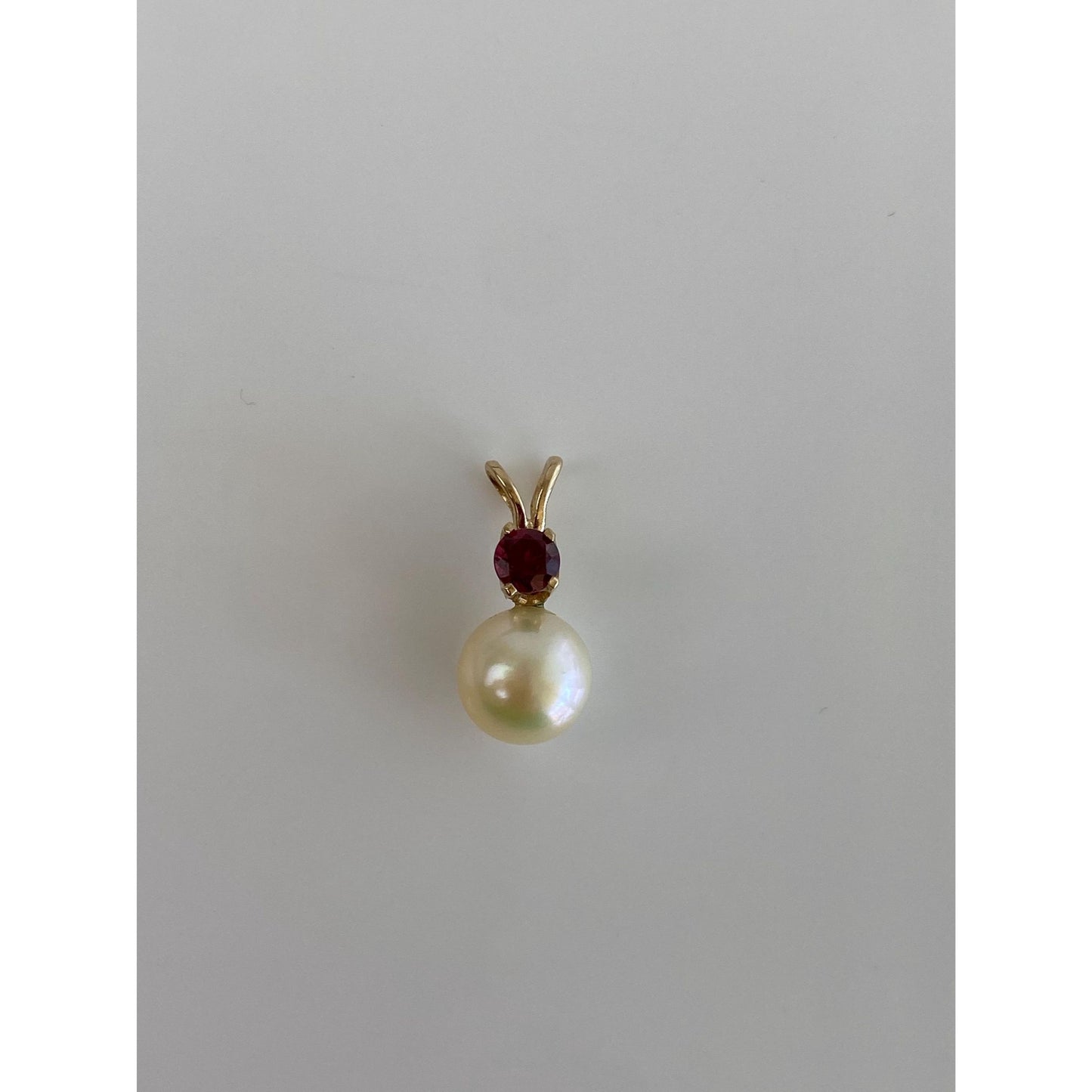 Vintage Solid 14k Yellow Gold Pink Tourmaline Pearl Charm