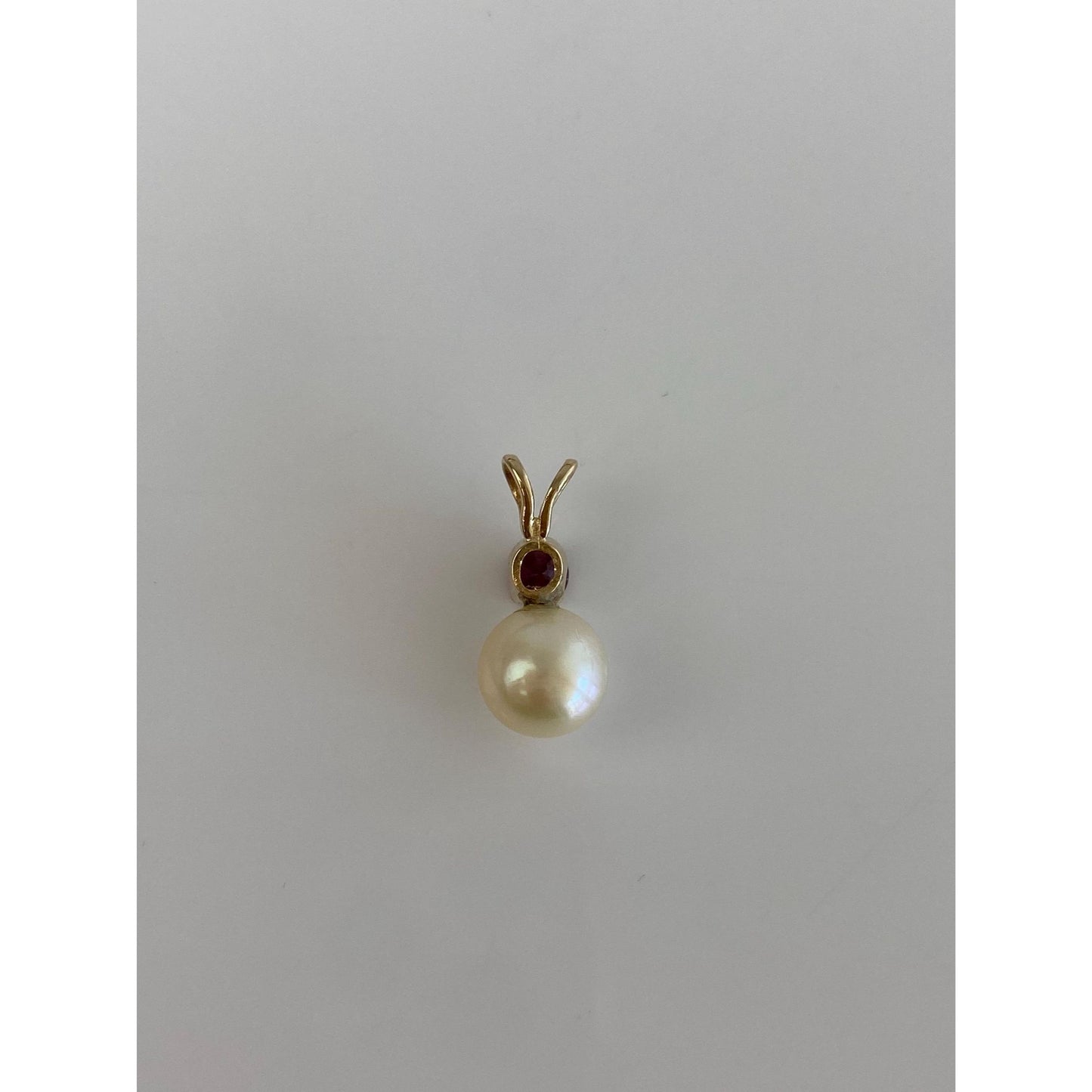Vintage Solid 14k Yellow Gold Pink Tourmaline Pearl Charm
