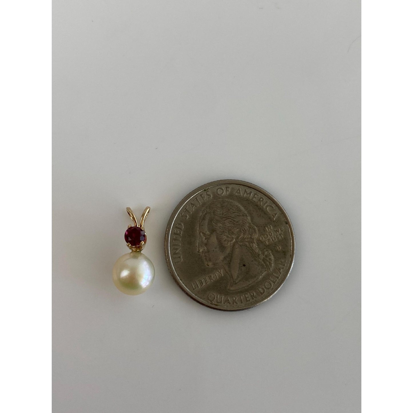 Vintage Solid 14k Yellow Gold Pink Tourmaline Pearl Charm