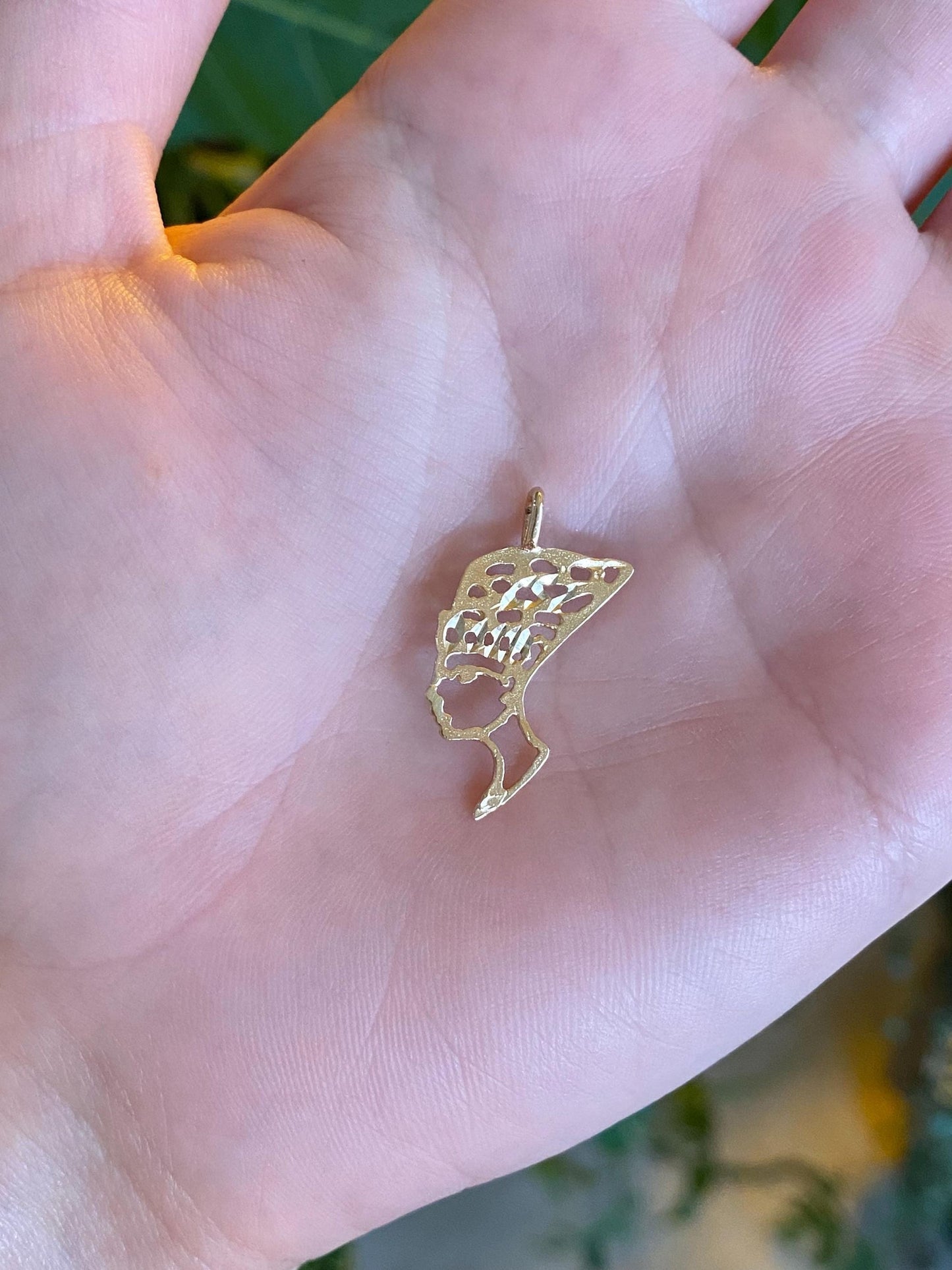 Vintage Solid 14k Yellow Gold Nefertiti Charm