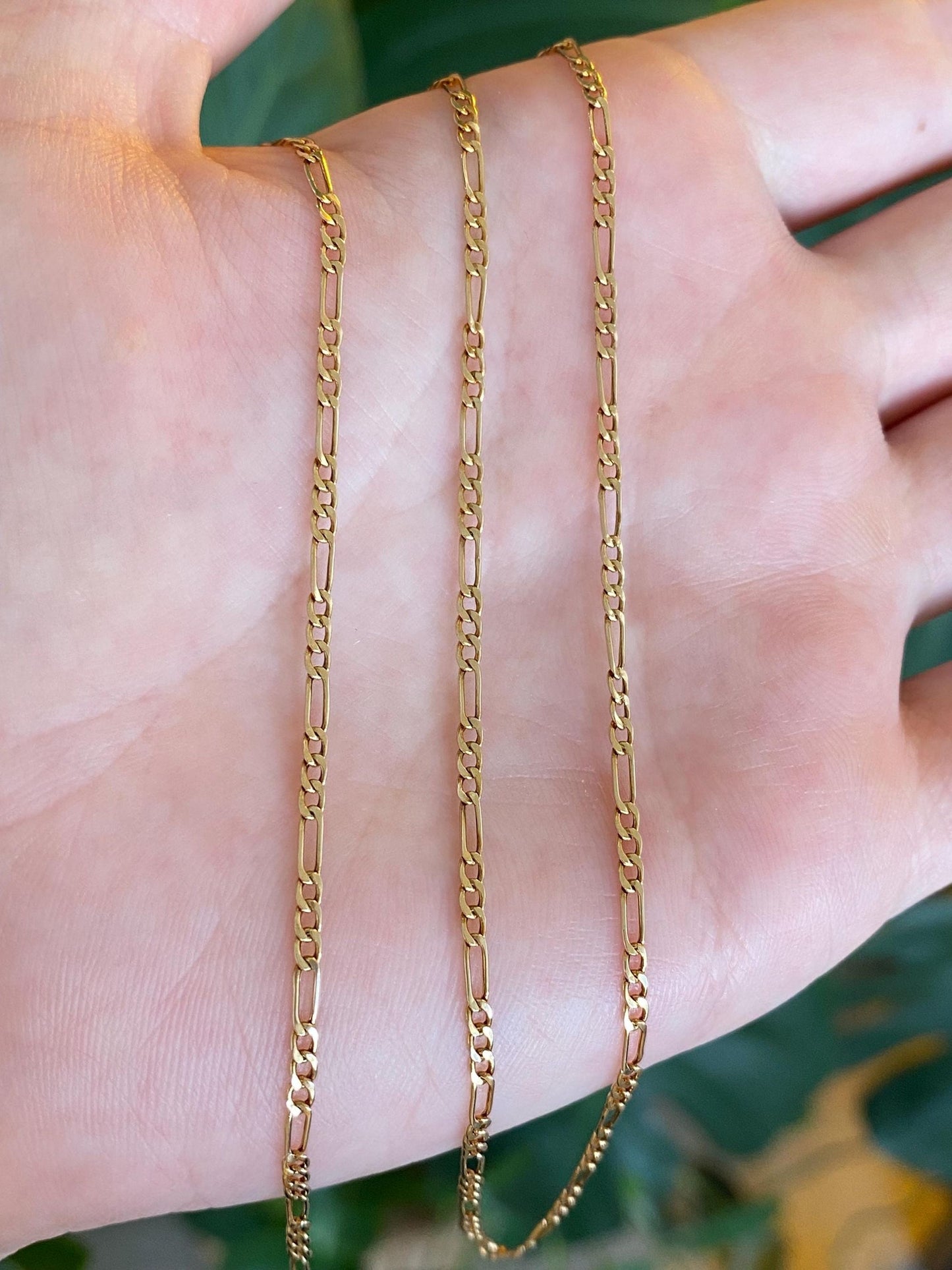 Vintage 14k Yellow Gold Figaro Chain Necklace - 19.75 inches