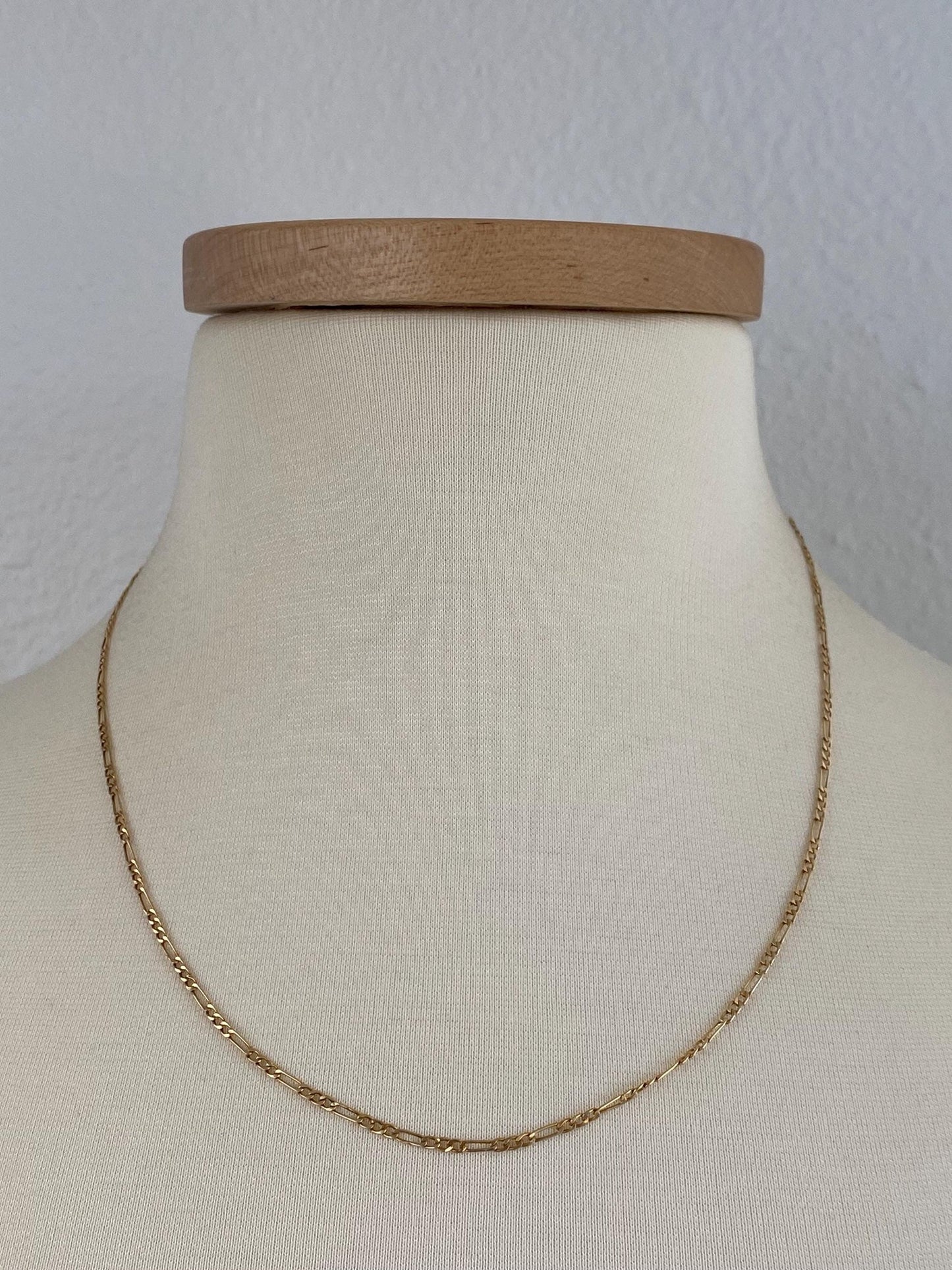 Vintage 14k Yellow Gold Figaro Chain Necklace - 19.75 inches
