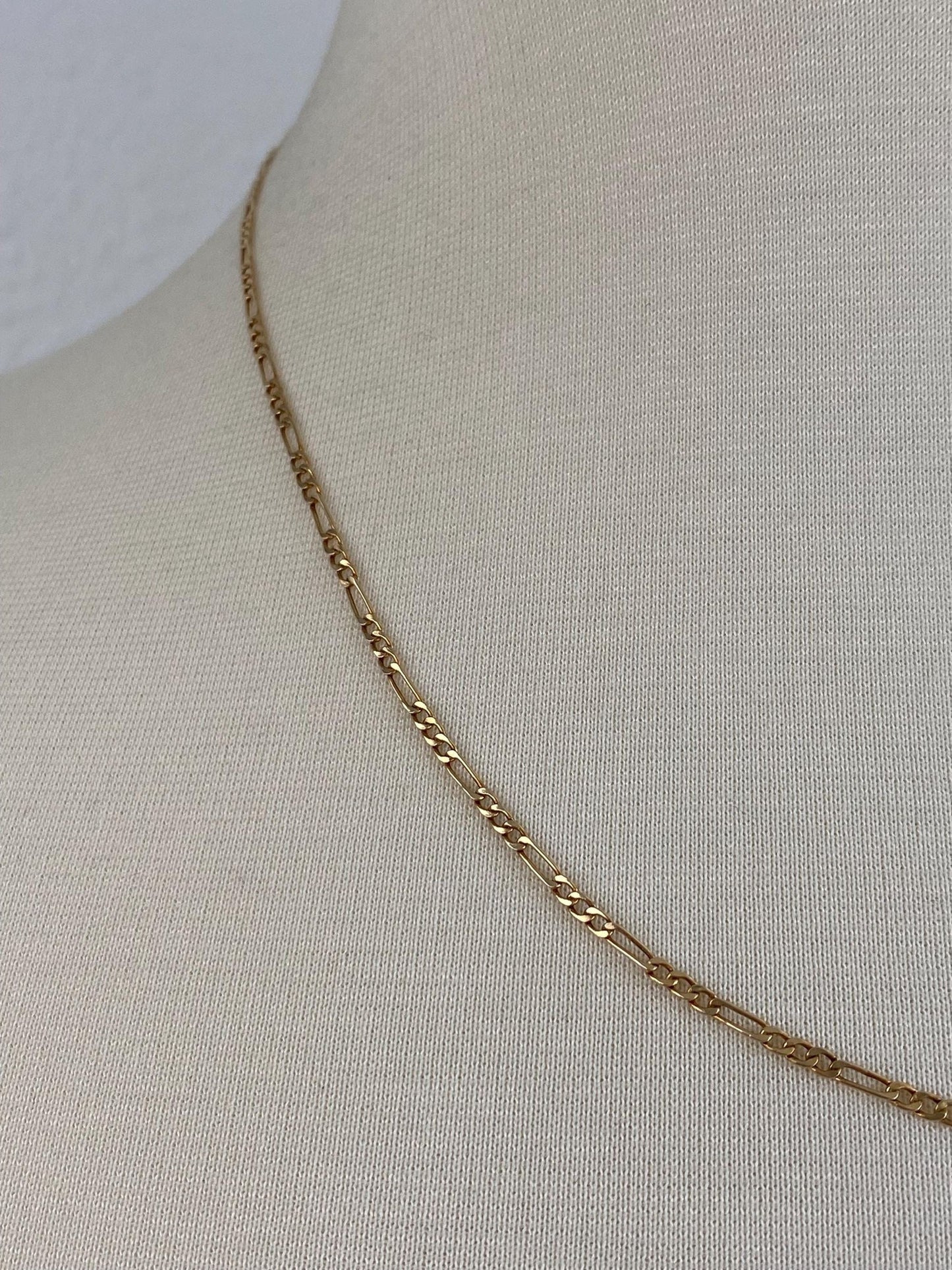 Vintage 14k Yellow Gold Figaro Chain Necklace - 19.75 inches