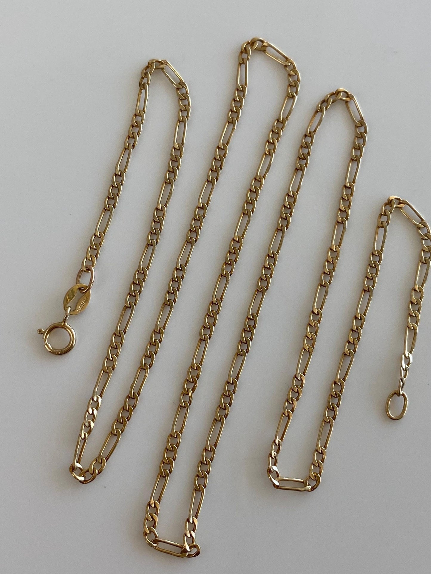 Vintage 14k Yellow Gold Figaro Chain Necklace - 19.75 inches